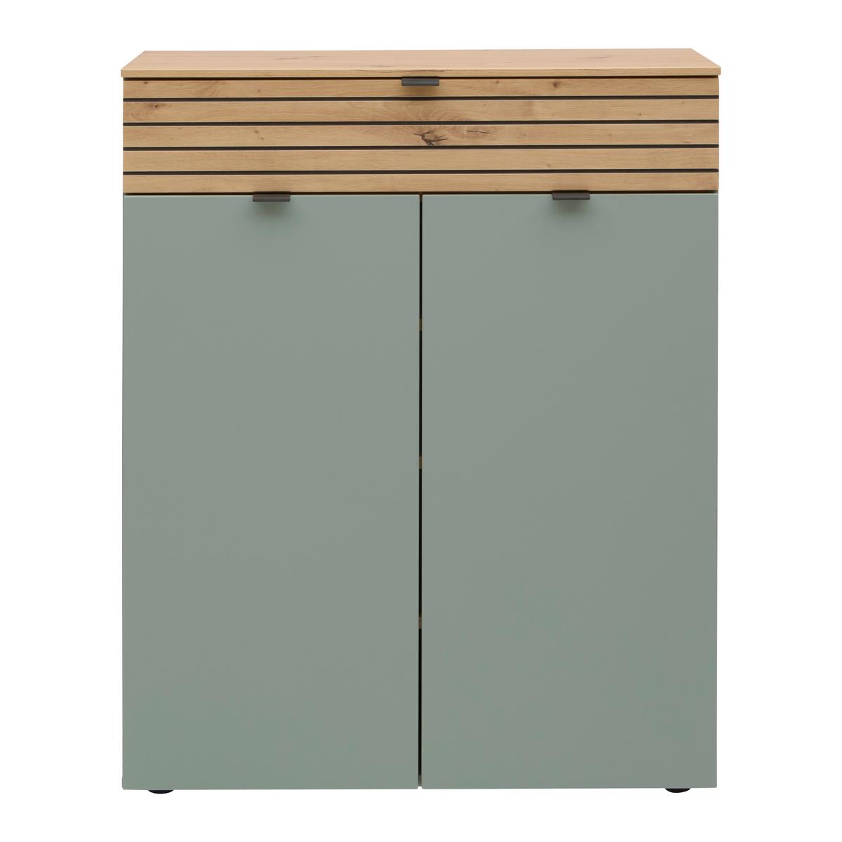 Kommode Bahia-M Grün/Eiche Artisan - Schwarz/Eiche Artisan, MODERN, Holzwerkstoff/Metall (81/101/41cm) - Mömax