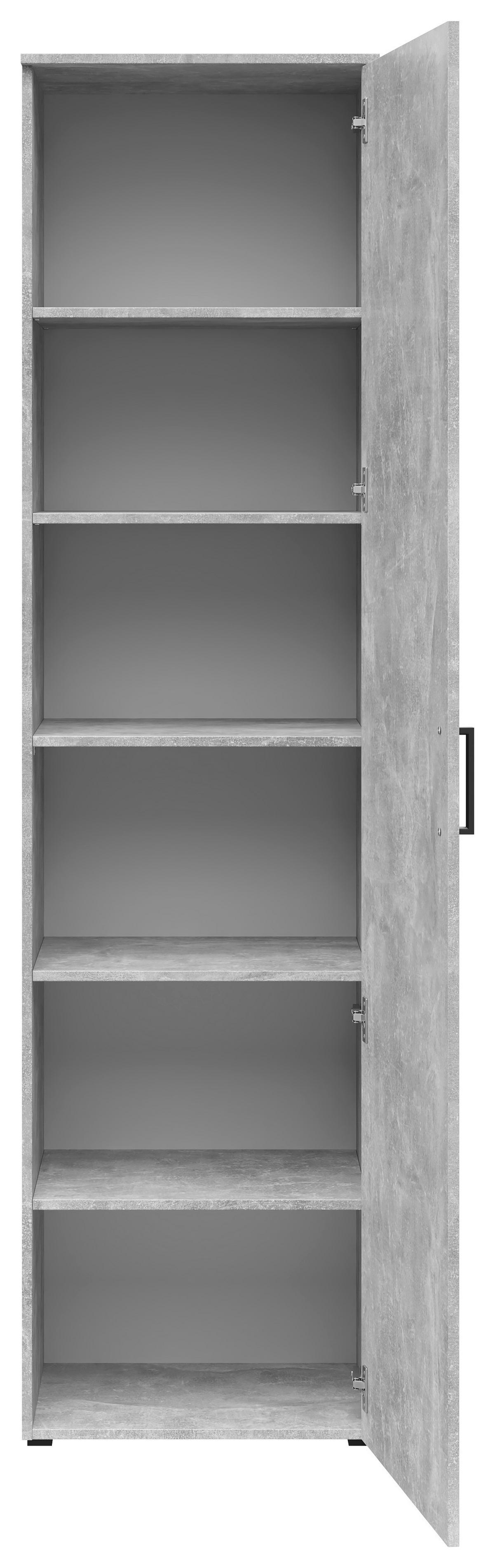 Schrank Multistauraum Betonoptik - Schwarz/Grau, MODERN, Holzwerkstoff/Kunststoff (50/195/40cm) - Mömax
