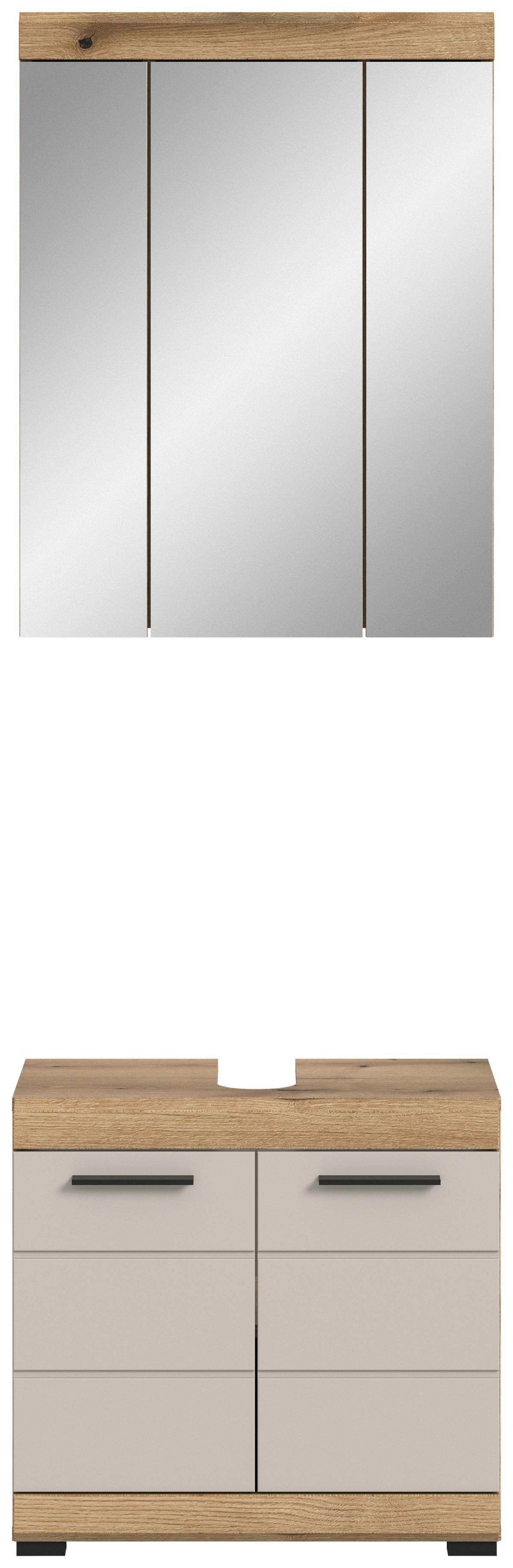 Badezimmer Scout 2-tlg. ca. 60 cm Kaschmir - Kaschmir/Schwarz, MODERN, Glas/Holzwerkstoff (60cm) - MID.YOU