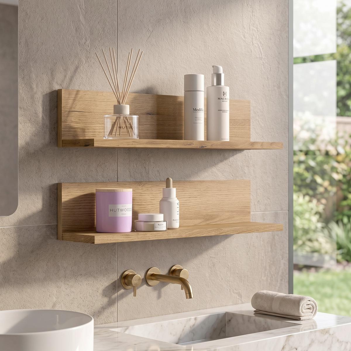 Badezimmerregal Aqua - Eichefarben, Trend, Holzwerkstoff (51/12/14cm) - MID.YOU