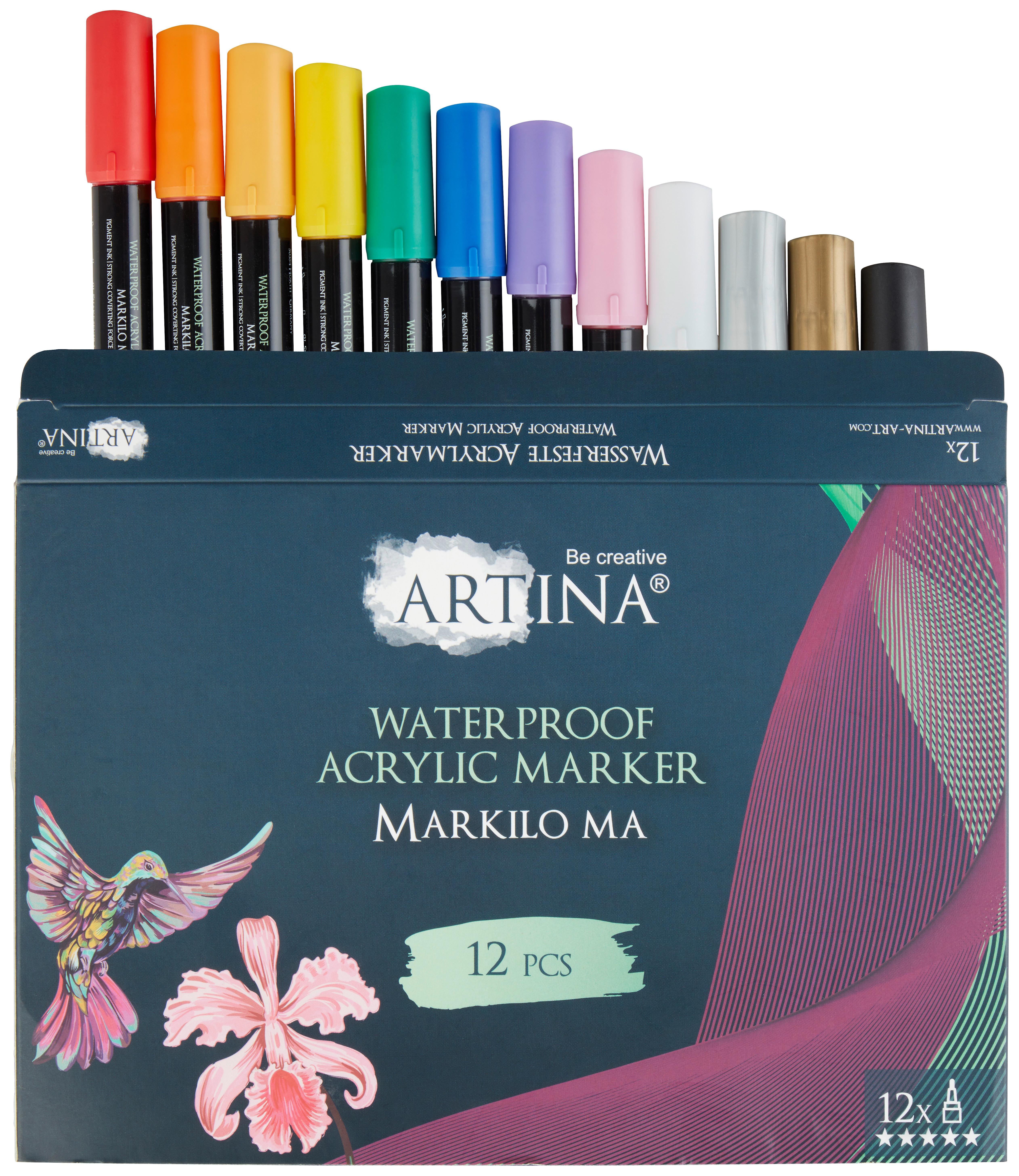 Markere acrilice Artina - lila/argintiu, Basics (15/11,2/3,9cm) - Premium Living