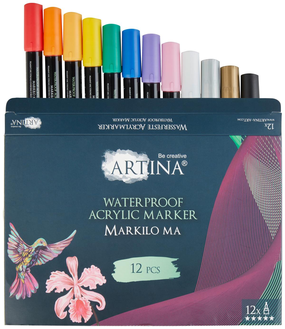 Markere acrilice Artina - lila/argintiu, Basics (15/11,2/3,9cm) - Premium Living