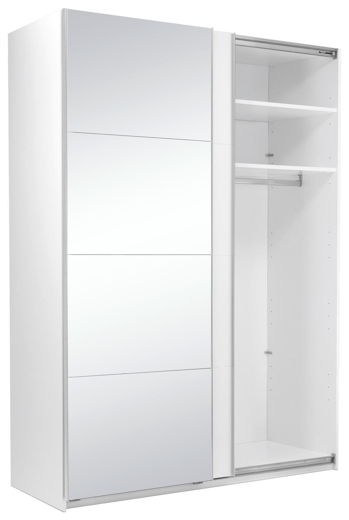 Omara Z Drsnimi Vrati Viva, Bela - bela/barve aluminija, Moderno, kovina/leseni material (150/210/62cm) - P & B