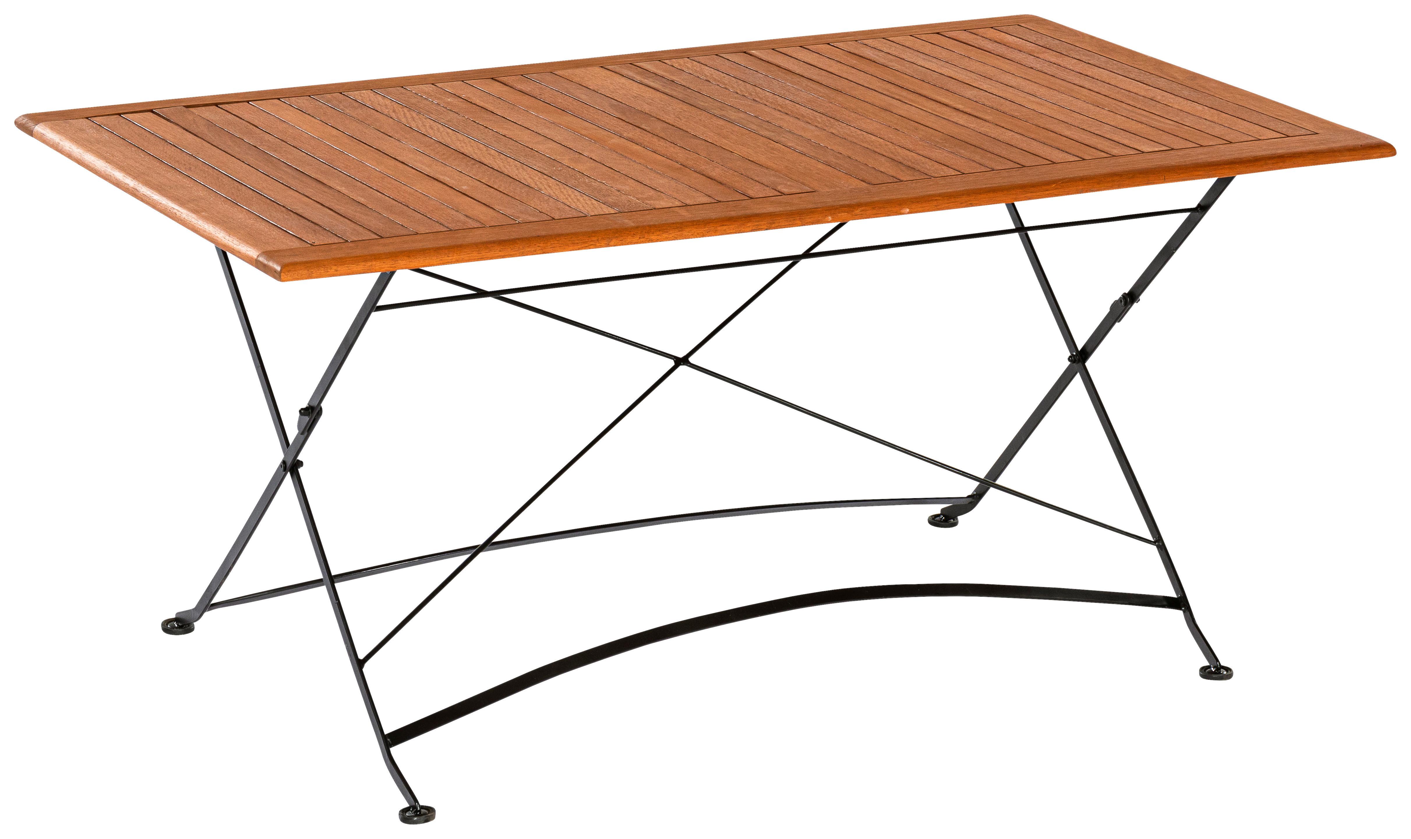 Gartentisch Schlossgarten Holz - Graphitfarben/Naturfarben, KONVENTIONELL, Holz/Metall (160/90/73cm) - Gardenson