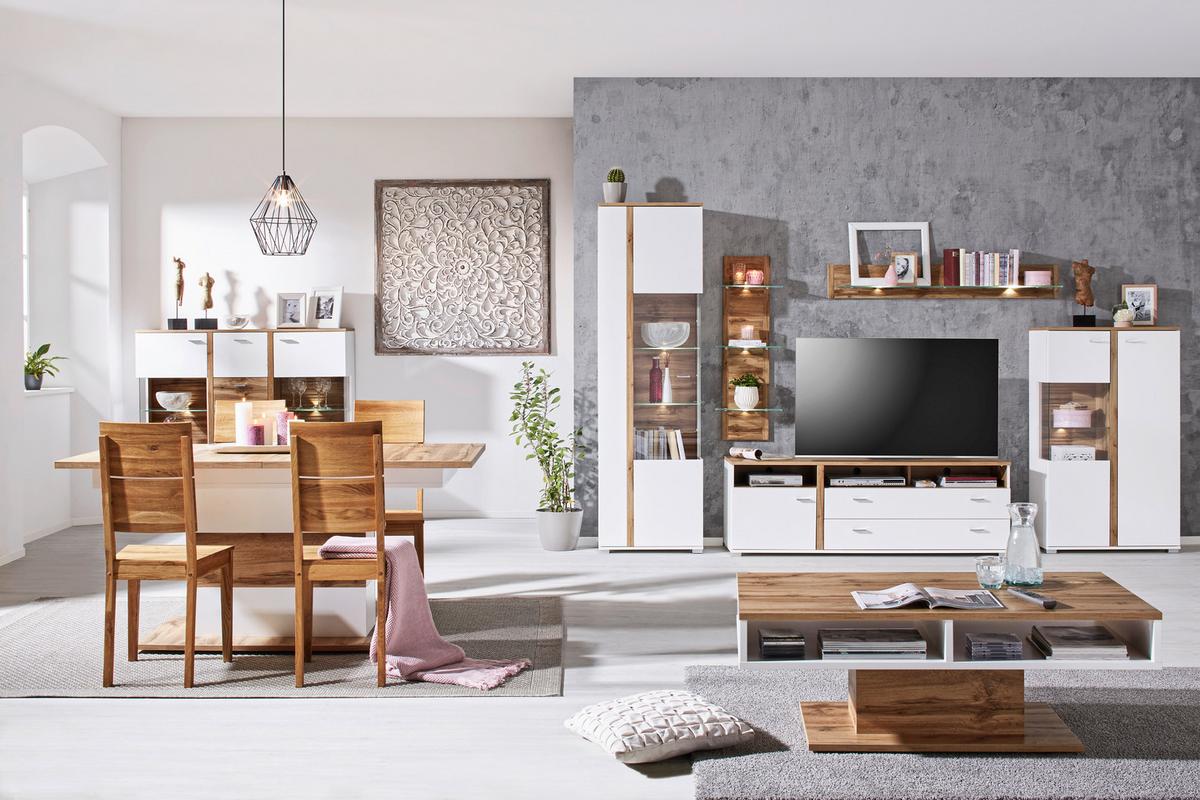 TV-Element Alamo in Eichefarben - Chromfarben/Eichefarben, MODERN, Holzwerkstoff/Metall (160/54/46cm) - Mömax