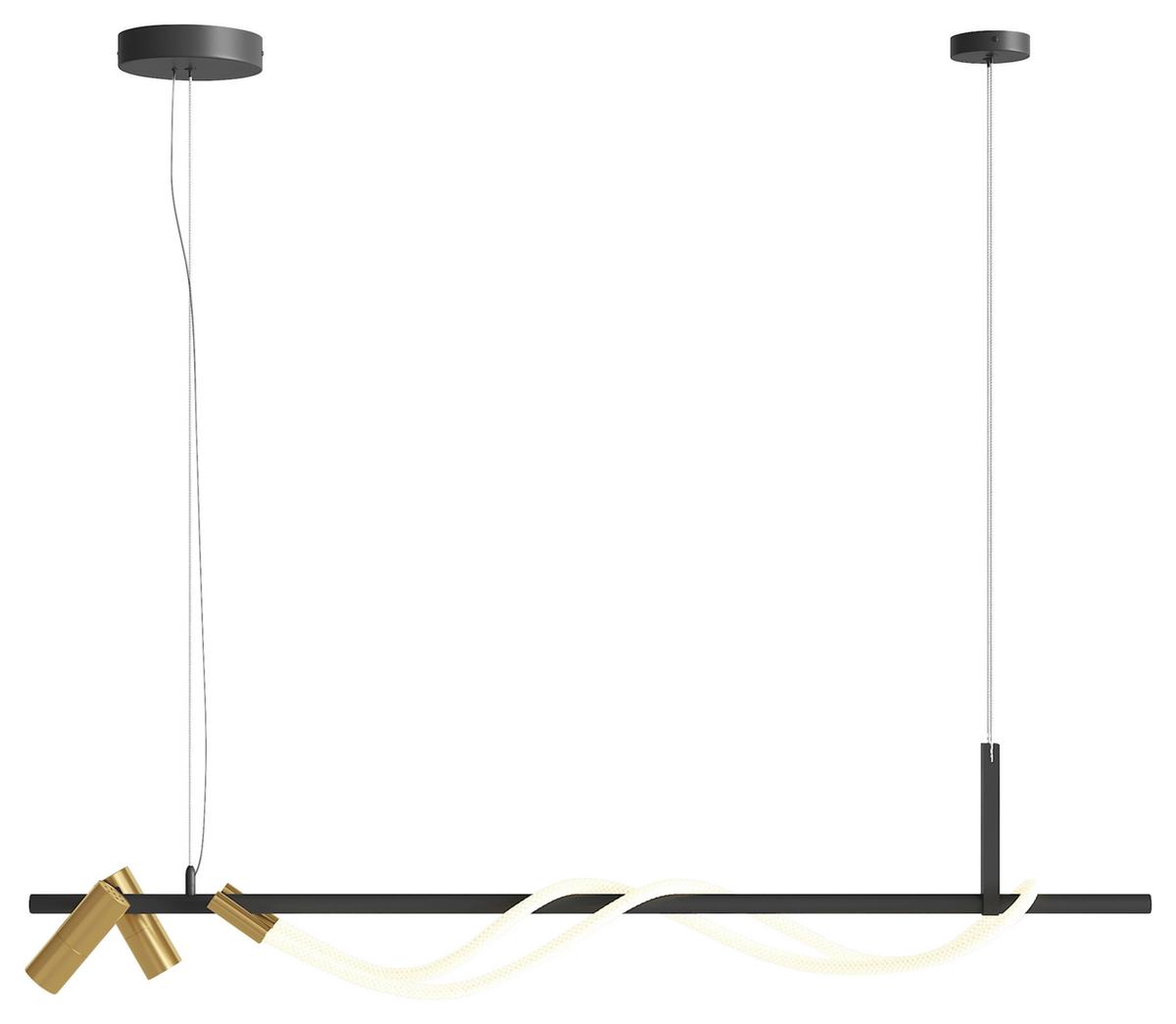 Pendelleuchte Tau Schwarz max. 30 Watt - Goldfarben/Schwarz, Basics, Kunststoff/Metall (18/150/140cm) - MAYTONI