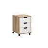 Rollcontainer Emmik Weiß/Eichefarben - Eichefarben/Schwarz, MODERN, Holzwerkstoff/Kunststoff (40,1/57/50cm) - MID.YOU
