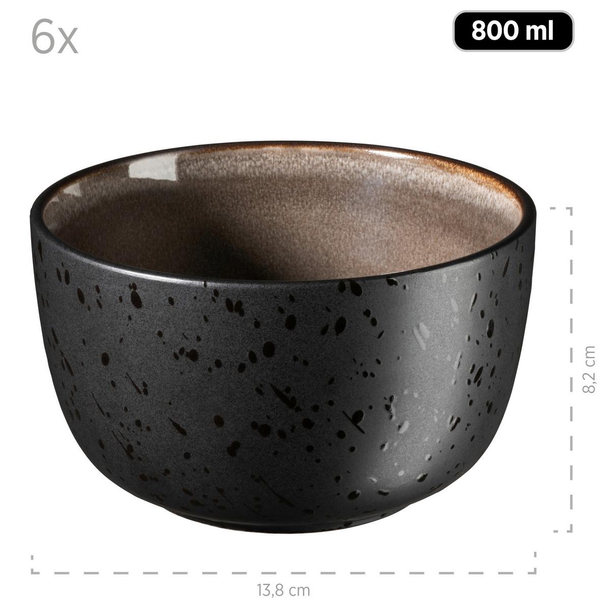 FRÜHSTÜCKSSERVICE NIARA - Greige/Schwarz, Basics, Keramik - Mäser
