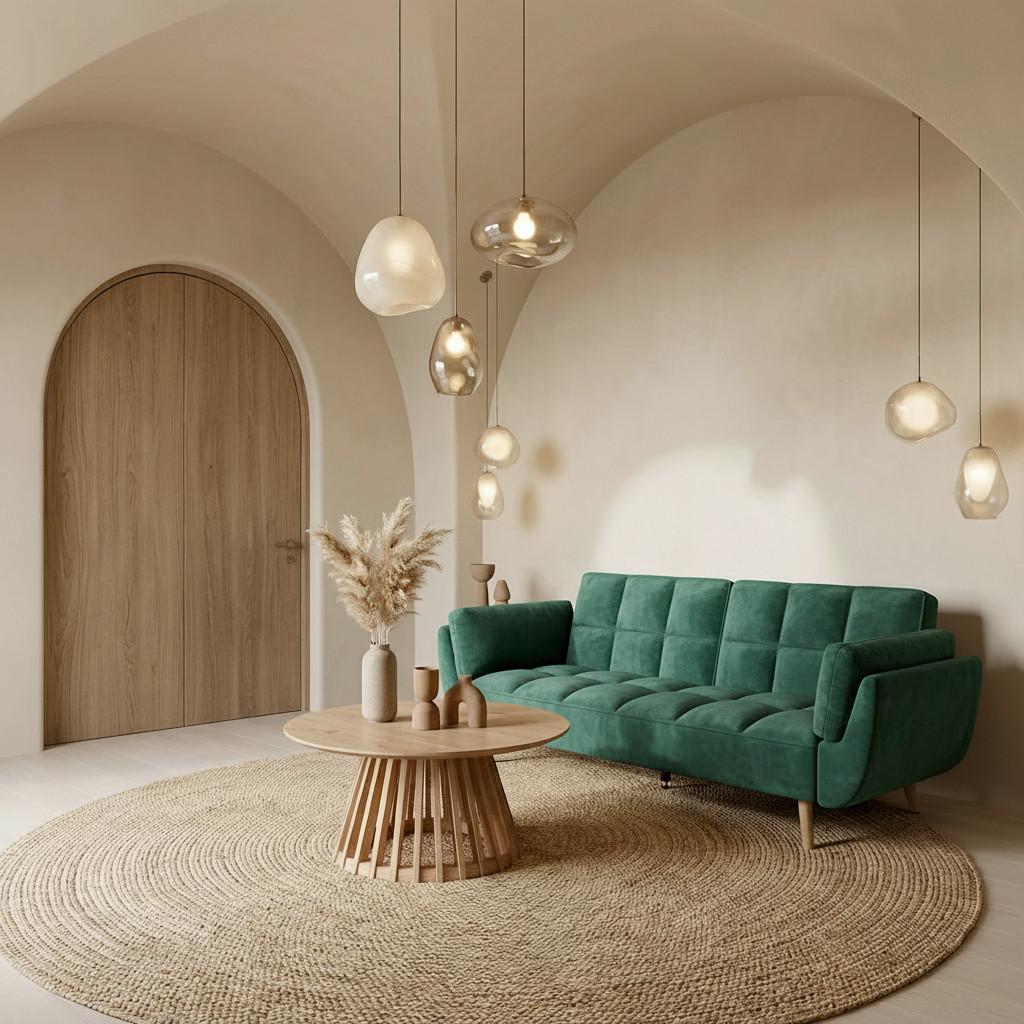 CANAPÉ-LIT CORA - vert/couleur naturelle, MODERN, textile/bois (214/92/81cm) - Bessagi Home