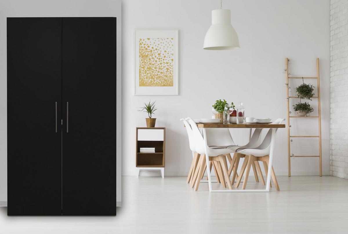 Schrankküche Economy Schwarz mit Geräte B: ca. 104 cm - Edelstahlfarben/Silberfarben, MODERN, Holzwerkstoff/Metall (104/193/67cm) - Respekta
