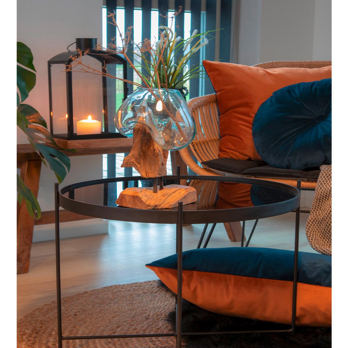 Vase San Marino Waterdrop Klar/Teakfarben - Klar/Teakfarben, Design, Glas/Holz (18/25/15cm)