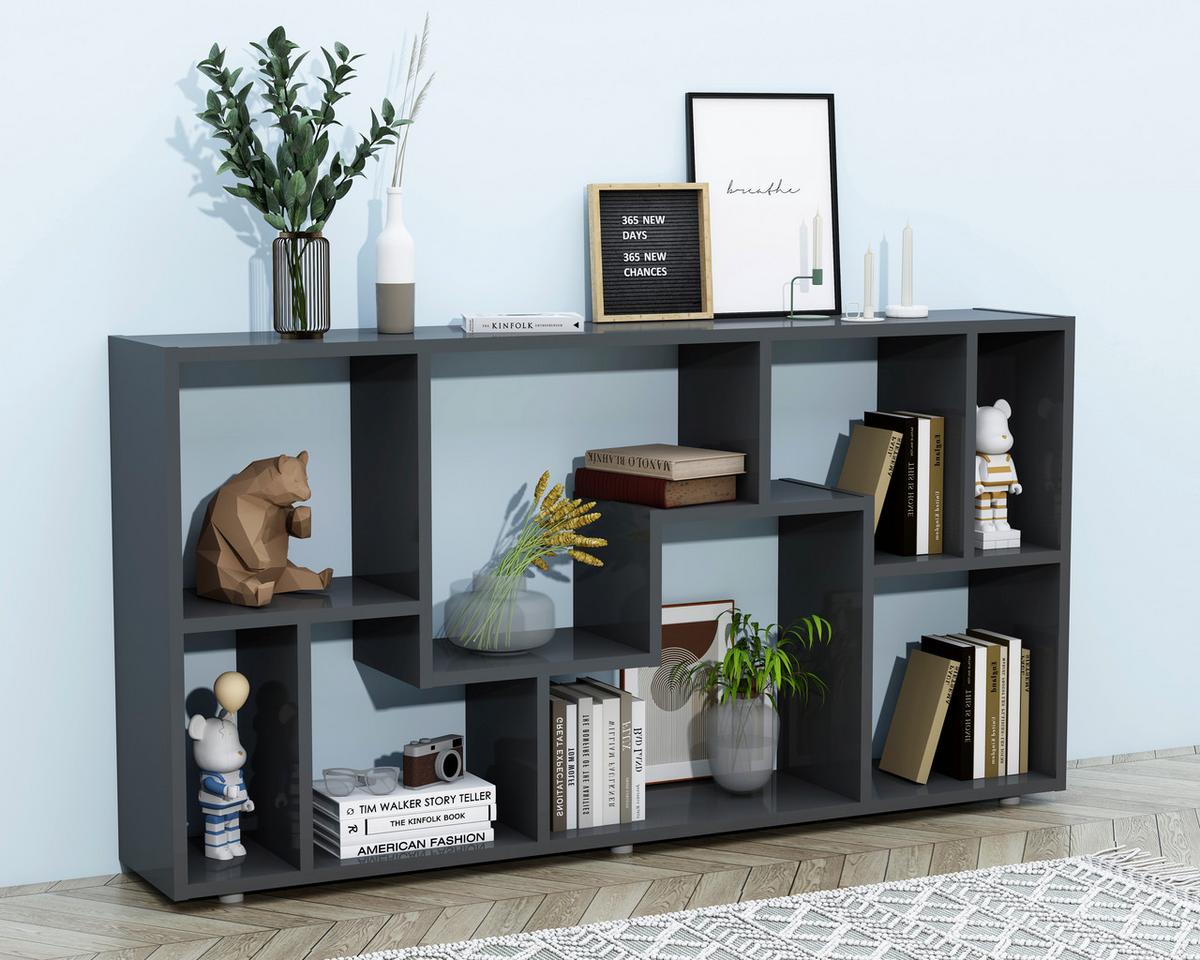 REGAL LANISA - Anthrazit/Silberfarben, Design, Holzwerkstoff/Kunststoff (116/58/20cm) - MID.YOU