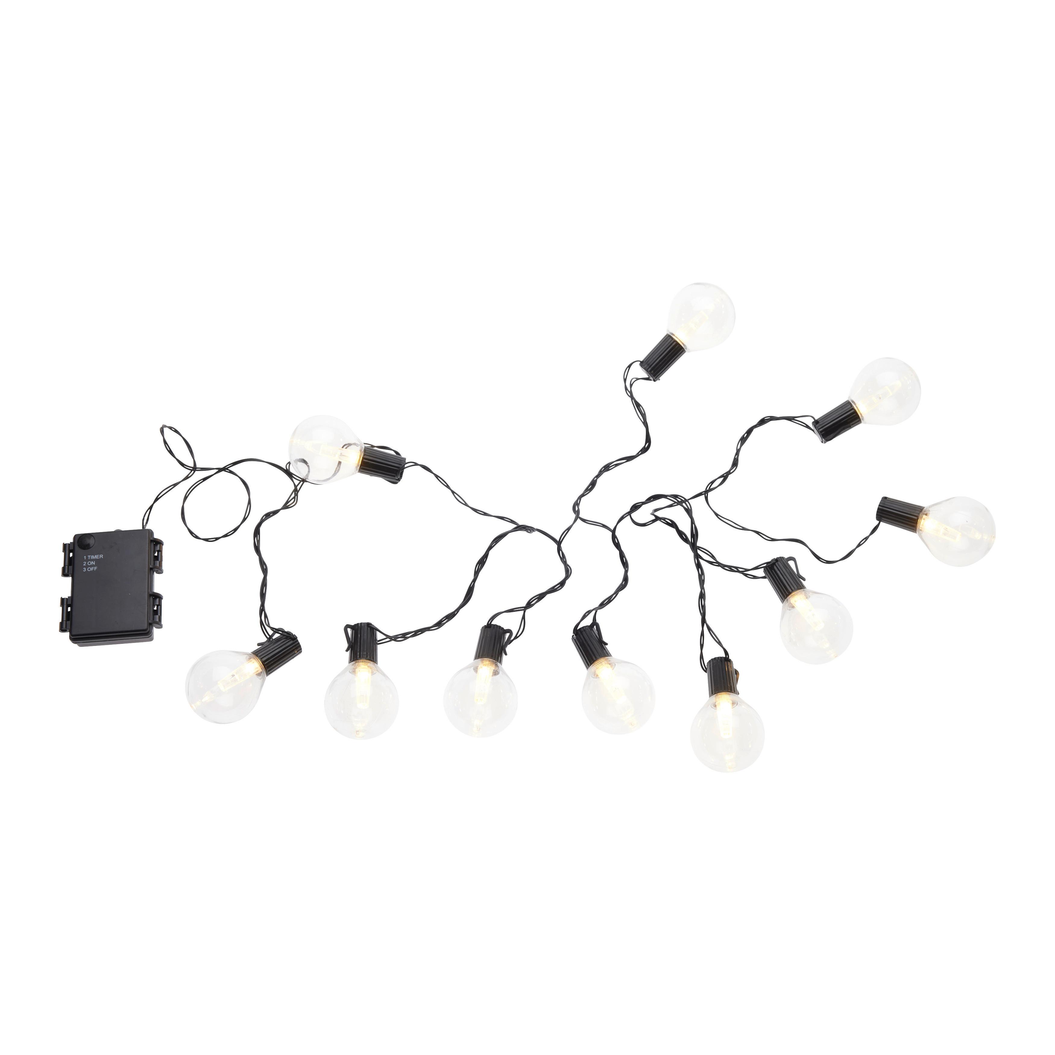 Lichterkette Holly Schwarz - Schwarz, KONVENTIONELL, Kunststoff - Mömax