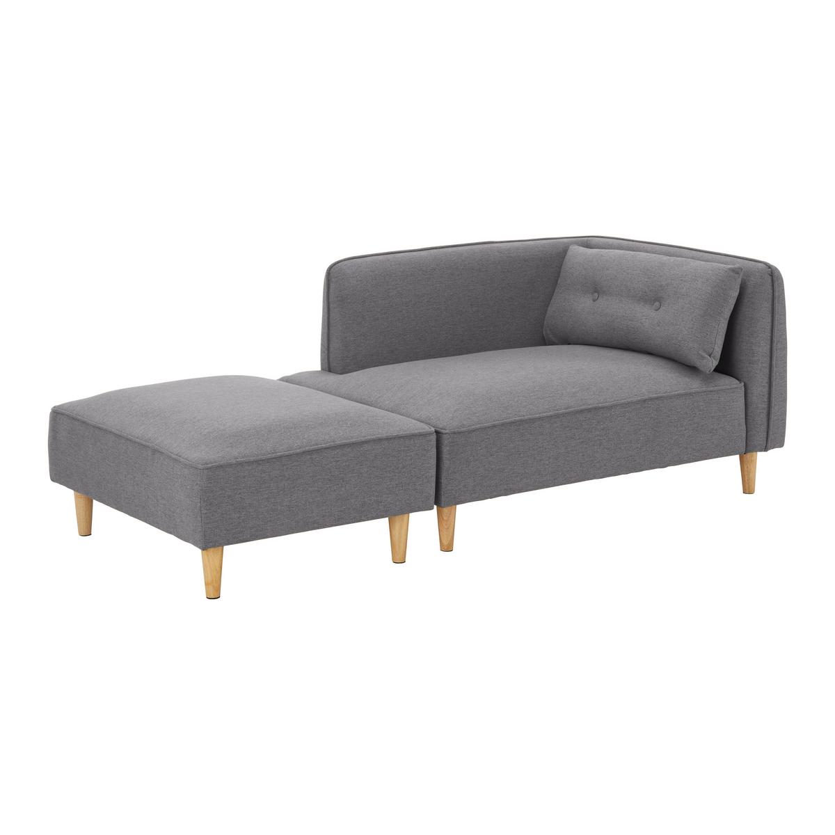 Sofa Fanny Dunkelgrau Leinenoptik mit Hocker - Dunkelgrau/Naturfarben, MODERN, Holz/Textil (154/55/73cm) - Bessagi Home