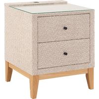 Noćni Ormarić Smile - krem, Konvencionalno, staklo/drvni materijal (49/58,5/46cm) - Premium Living