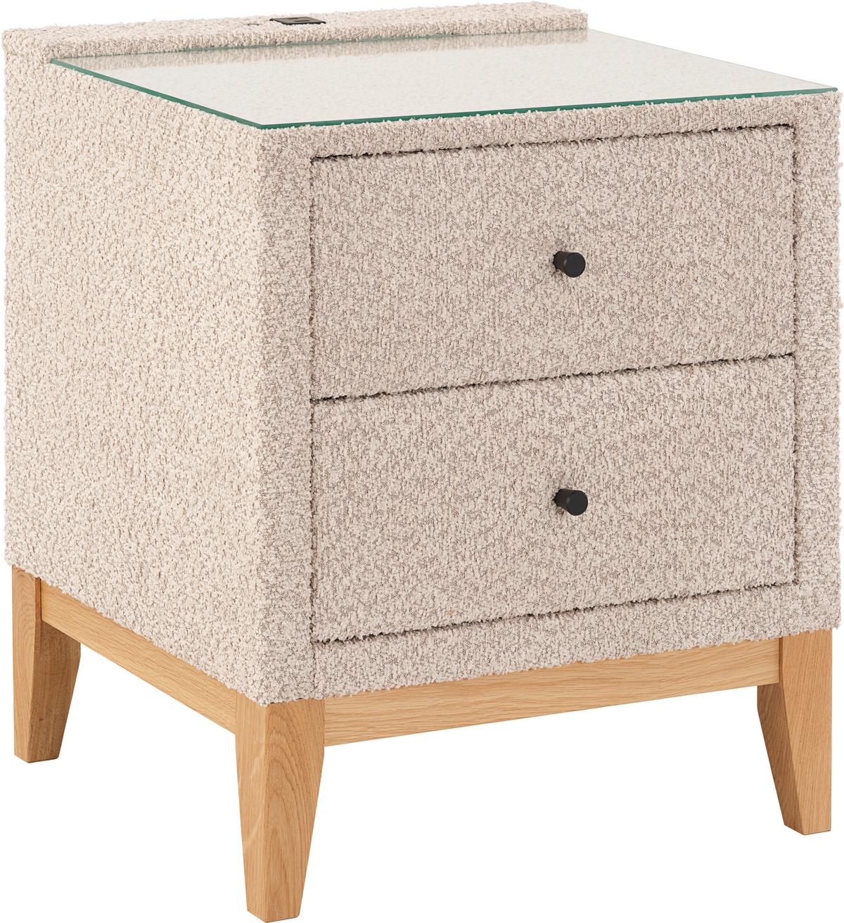 Noćni Ormarić Smile - krem, Konvencionalno, staklo/drvni materijal (49/58,5/46cm) - Premium Living