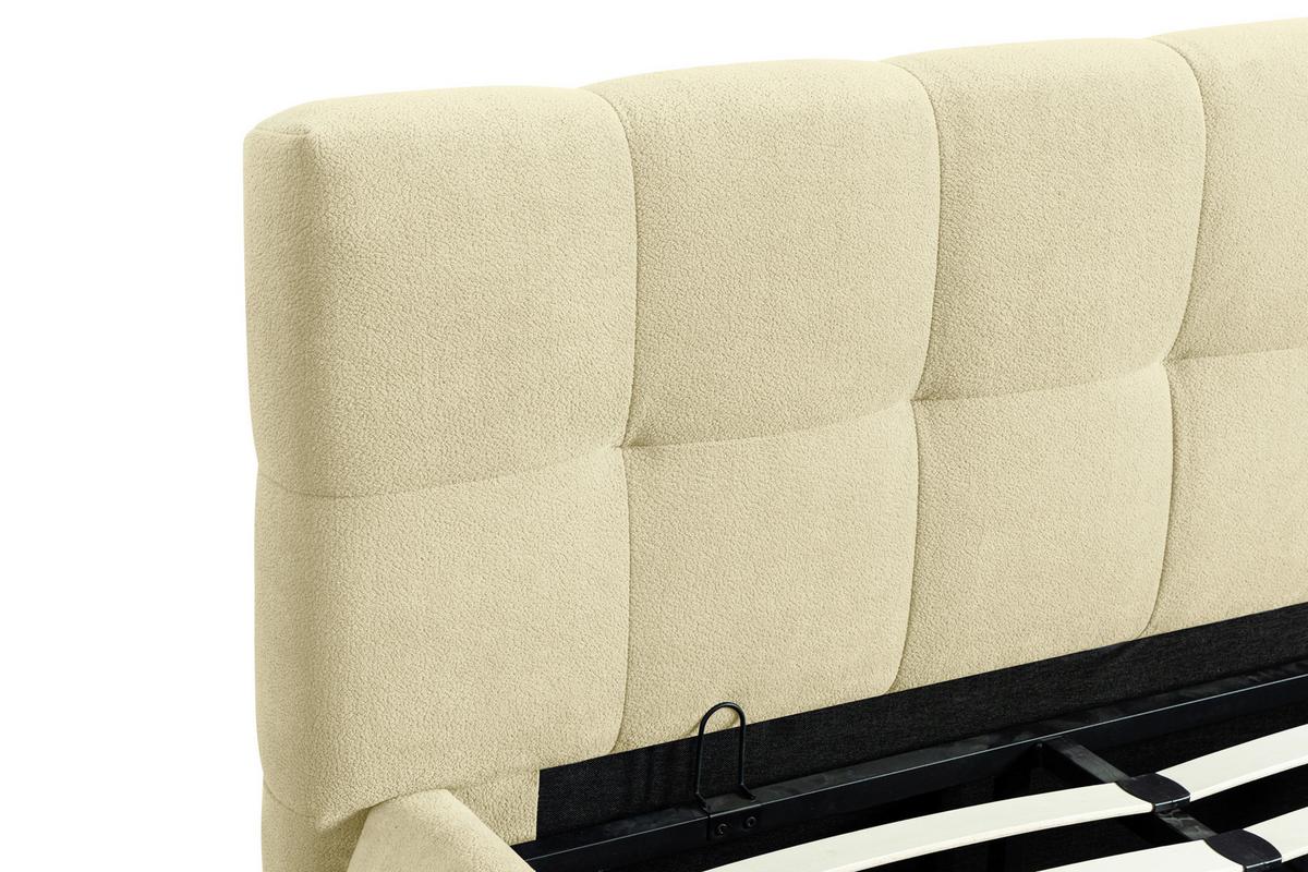 Oblazinjena Postelja Natalia, Bež, 180x200cm - črna/bež, Design, kovina/umetna masa (208/90/228cm) - Livetastic