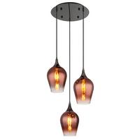HÄNGELEUCHTE 155520-3HRC LAVUS - Klar/Rot, Design, Glas/Textil (45/120cm) - Globo