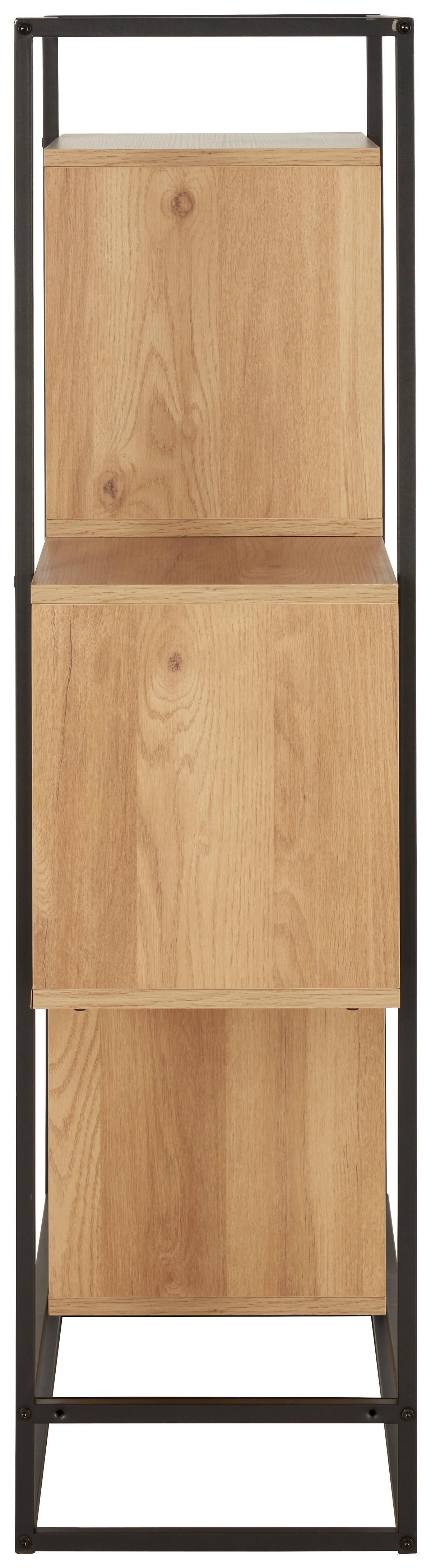 étagère in Schwarz/Naturfarben - Schwarz/Naturfarben, Modern, Holzwerkstoff/Metall (80/126/33cm) - Mömax