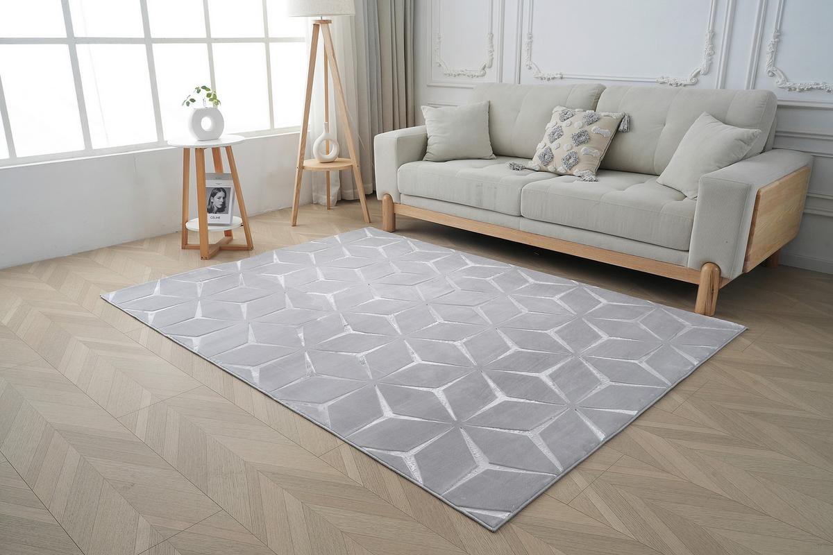Flachwebeteppich Calma 225 Silber 160 X 220 Cm - Silberfarben, Basics, Textil (160/220cm) - Kayoom