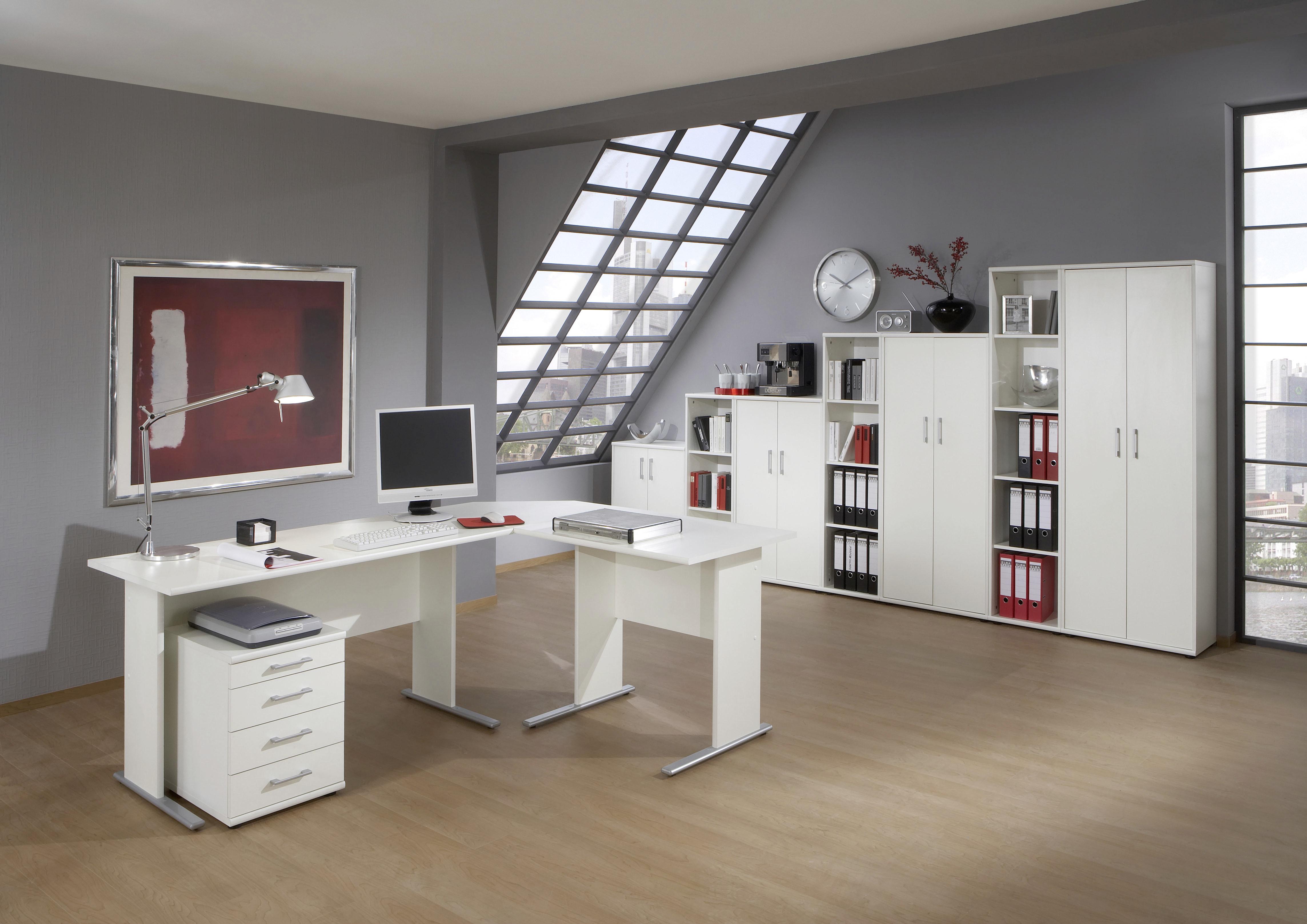 Schreibtisch "Serie 200", weiß - Silberfarben/Weiß, Basics, Holzwerkstoff/Metall (140/65/74,2cm) - MID.YOU