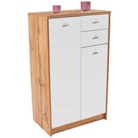 Komód 2 Ajtó 2 Fiók 4-You - krómszínű/tölgyfa színű, Modern, műanyag/faalapú anyag (74/111,4/35cm)