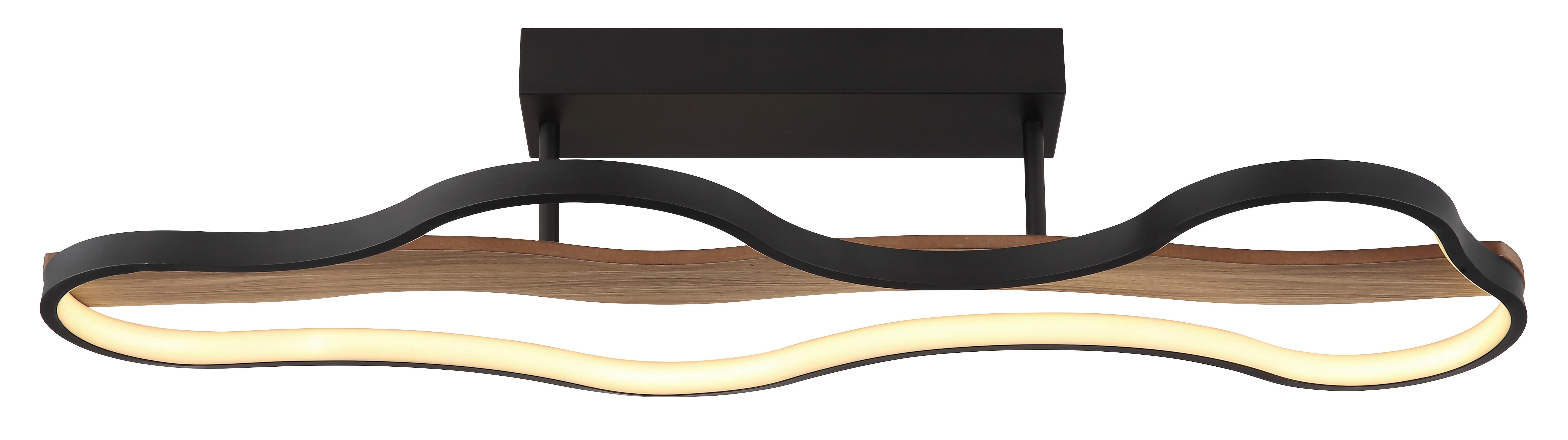 LED-Deckenleuchte Beezy Schwarz/Dunkelbraun max. 30 W - Dunkelbraun/Opal, Natur, Holz/Kunststoff (80,6/29/15cm) - Globo