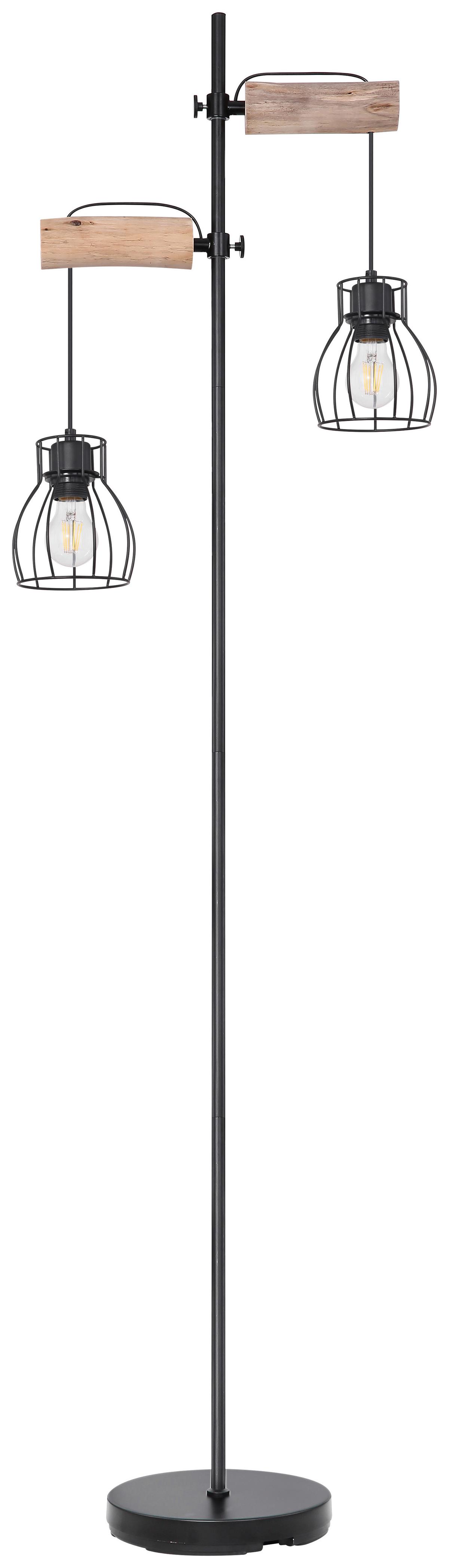 STEHLEUCHTE MINA - Schwarz/Naturfarben, Basics, Holz/Metall (47/25/168cm) - Globo