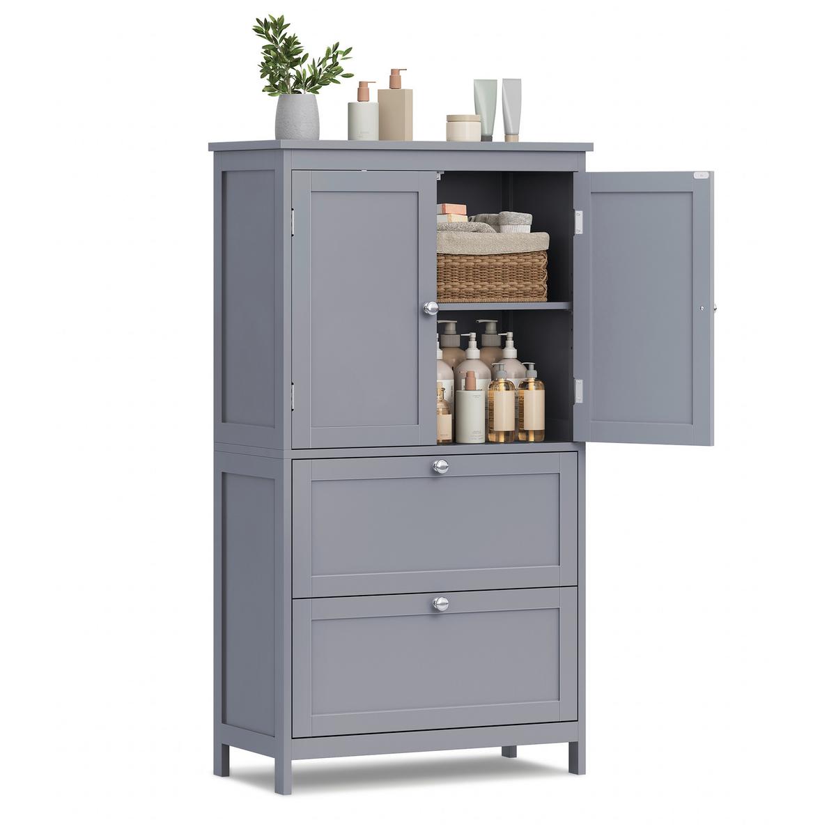 MIDISCHRANK BATHROOM CABINET - Chromfarben/Grau, MODERN, Holzwerkstoff/Metall (60/110/30cm) - MID.YOU
