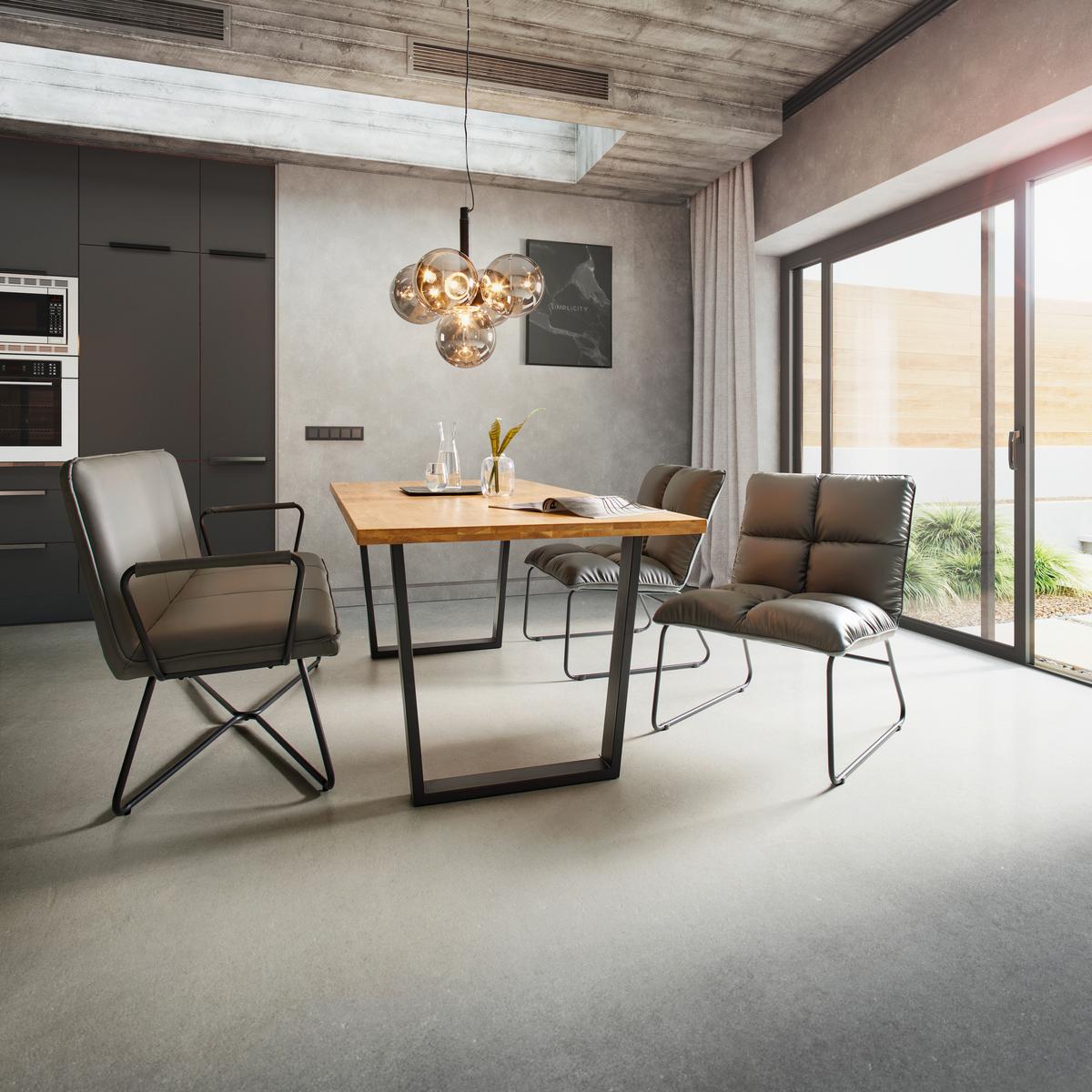 Klop Bosco, Siva, Videz Usnja - siva/črna, Moderno, kovina/tekstil (140/90/62cm) - Bessagi Home