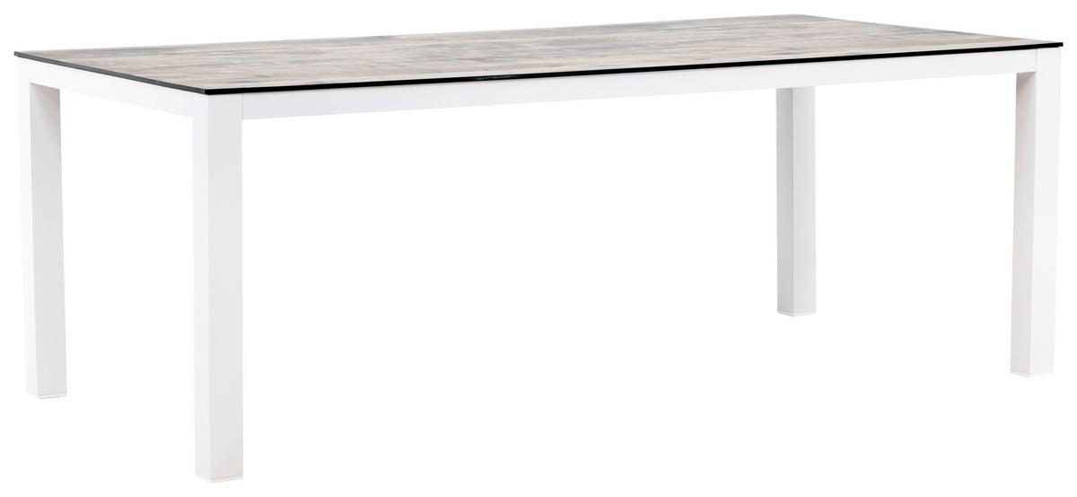 Gartentisch Llama ca. 205x100x75 cm Grau/Weiß - Weiß/Grau, KONVENTIONELL, Kunststoff/Metall (205/100/75cm) - Gardenson
