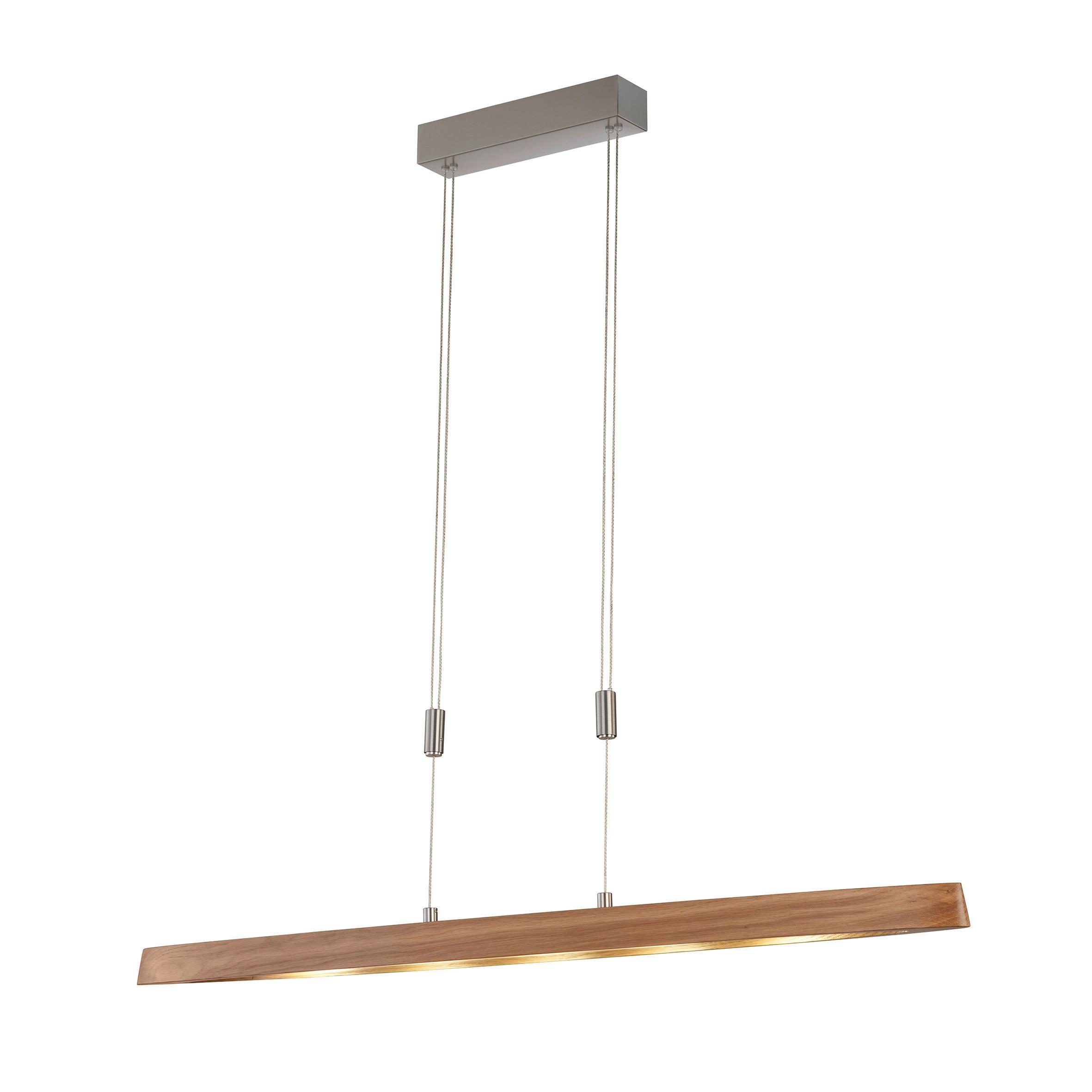 LAMPA WISZĄCA LED 61076 SHINE-WOOD - kolor niklowy, Natur, metal/drewno (106/10/96,5-156,5cm) - Fischer & Honsel