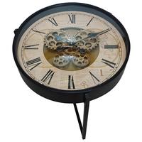 Klubska Miza Time 2, Črna, Urni Mehanizem - črna, Moderno, kovina/steklo (49,5/57cm)