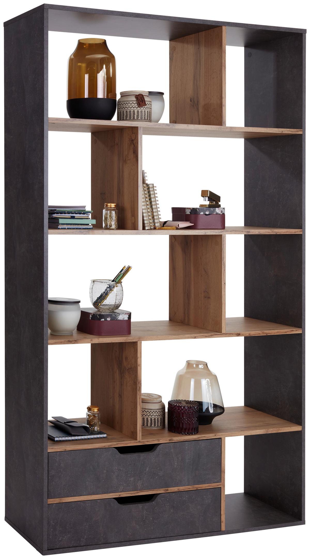 Mobilier despărțitor Roberto - culoare lemn stejar/gri, Modern, material pe bază de lemn (110/185/32cm) - Modern Living