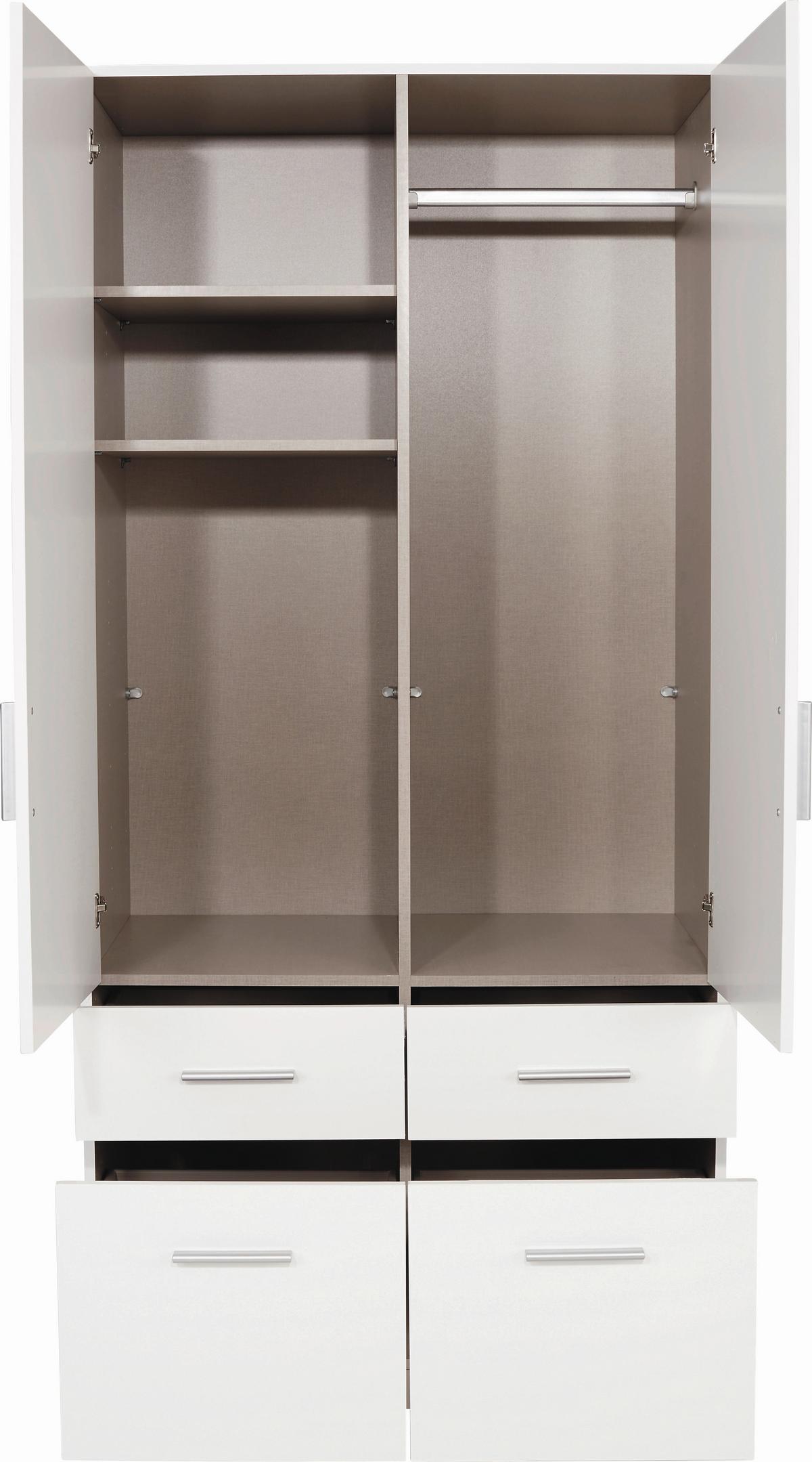 Omara Za Oblačila Celle, Bela, Š. 91 Cm - bela/barve aluminija, Moderno, umetna masa/les (91/197/54cm) - Premium Living
