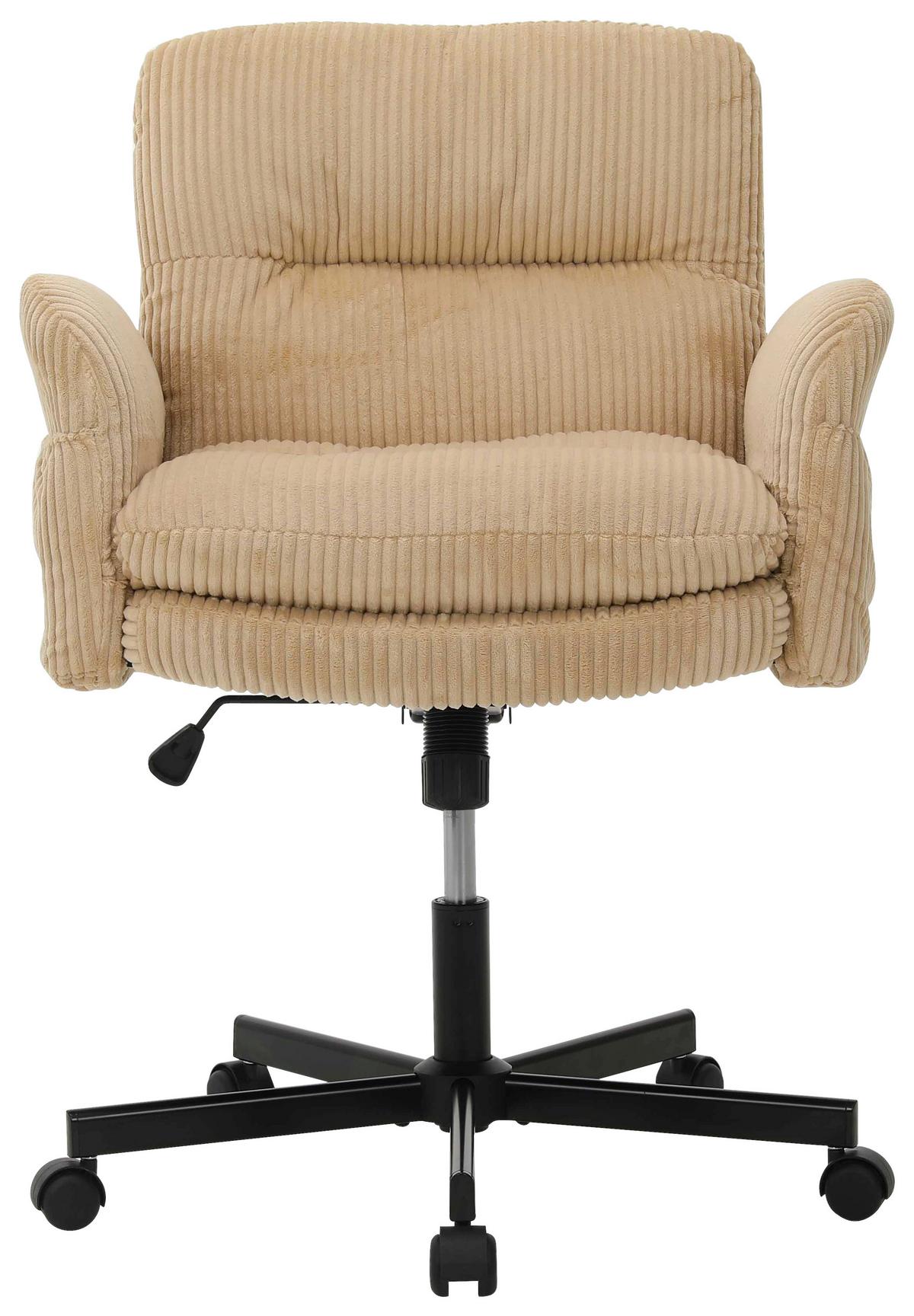 Drehstuhl Leni Beige/Schwarz Cord - Beige/Schwarz, Design, Holz/Kunststoff (72/89/99/67cm) - Mömax