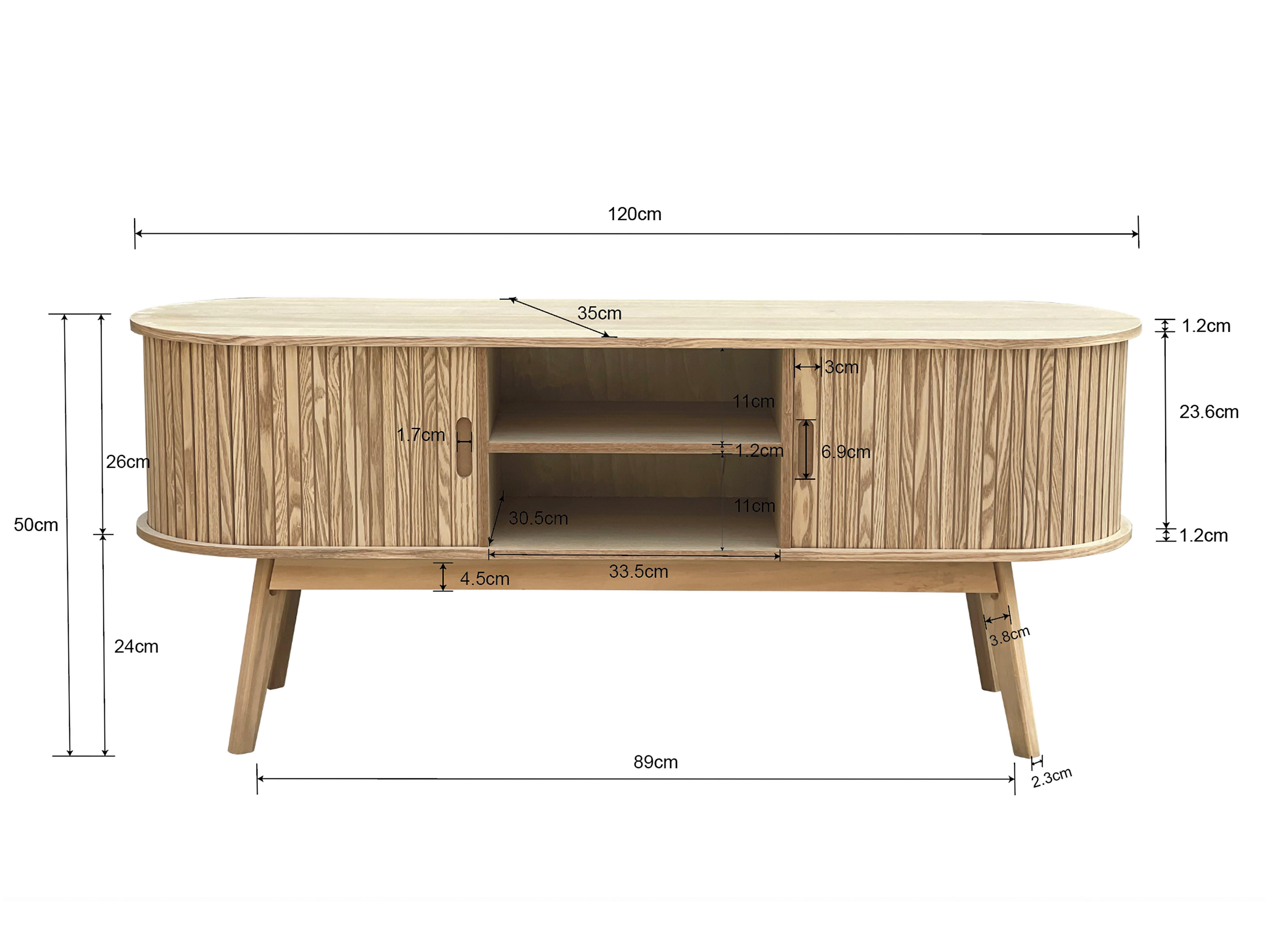 TV-BÄNK SKANDY - naturfärgad, Modern, trämaterial/trä (120/50/35cm) - Premium Living
