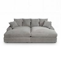 Big Sofa Loveseat Eleonora Hellgrau Cord - Hellgrau/Schwarz, MODERN, Holz/Kunststoff (250/97/168cm) - Bessagi Home