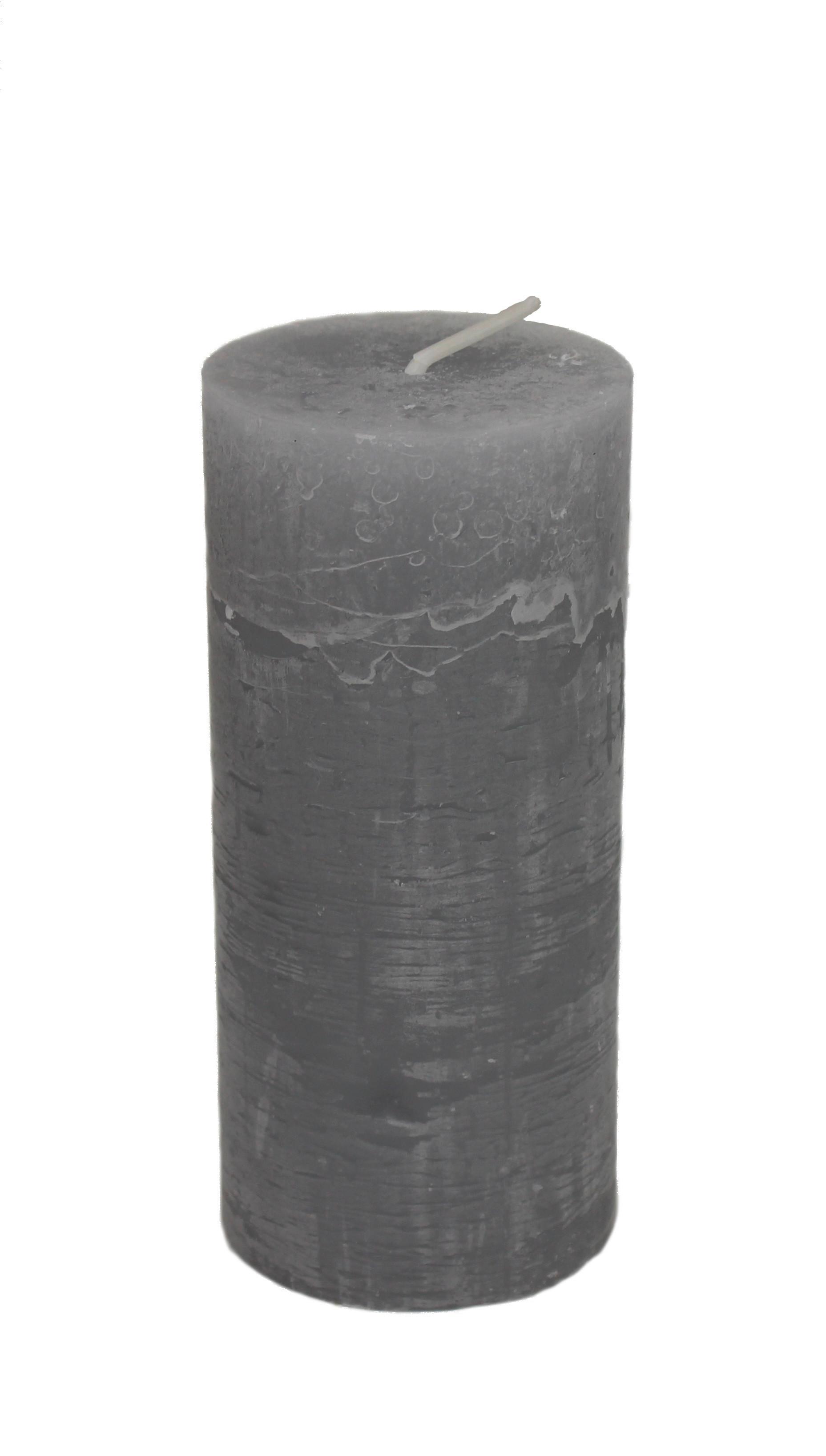 Stumpenkerze Lia Hellgrau - Hellgrau, Modern (6,8/15cm) - Premium Living