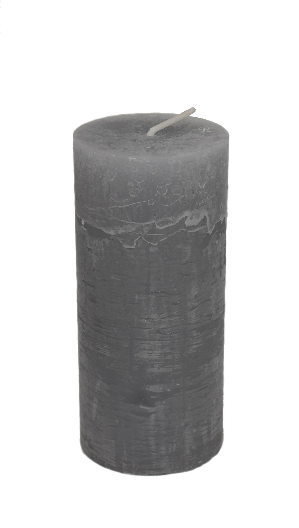Stumpenkerze Lia Hellgrau - Hellgrau, MODERN (6,8/15cm) - Premium Living