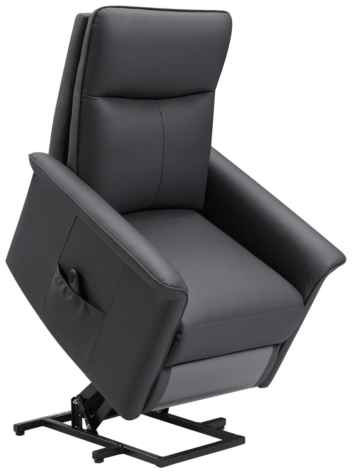 Relaxsessel Carlo Anthrazit - Anthrazit/Schwarz, KONVENTIONELL, Leder/Holz (77/103/84cm) - Mömax