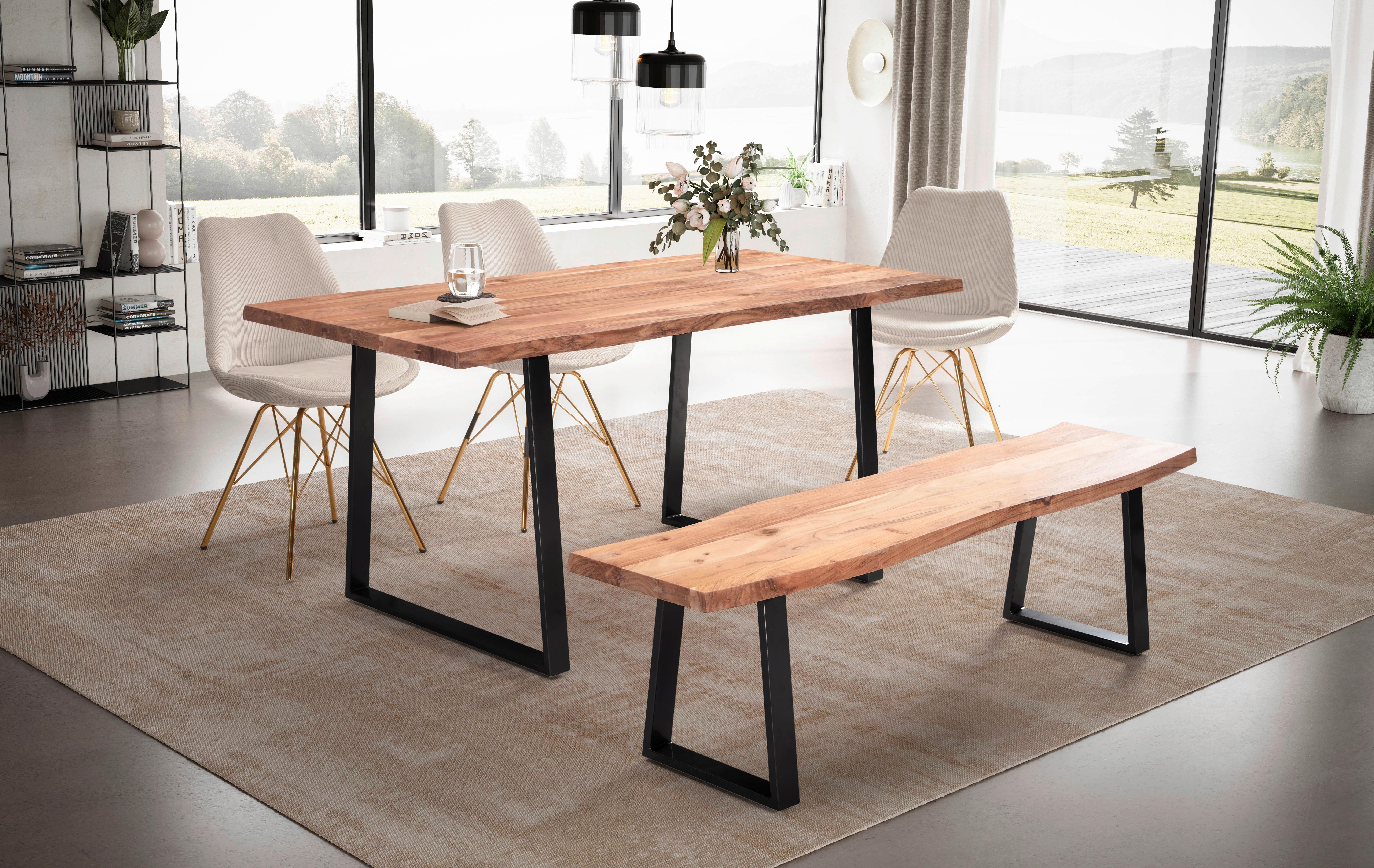 ESSTISCH WL7.241 - Schwarz/Akaziefarben, Modern, Holz/Metall (120/60/76cm) - MID.YOU