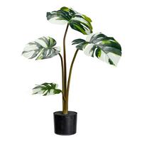 Kunstpflanze Monstera Deliciosa in Grün/Weiß - Weiss/Grün, Basics, Kunststoff (95cm) - Premium Living