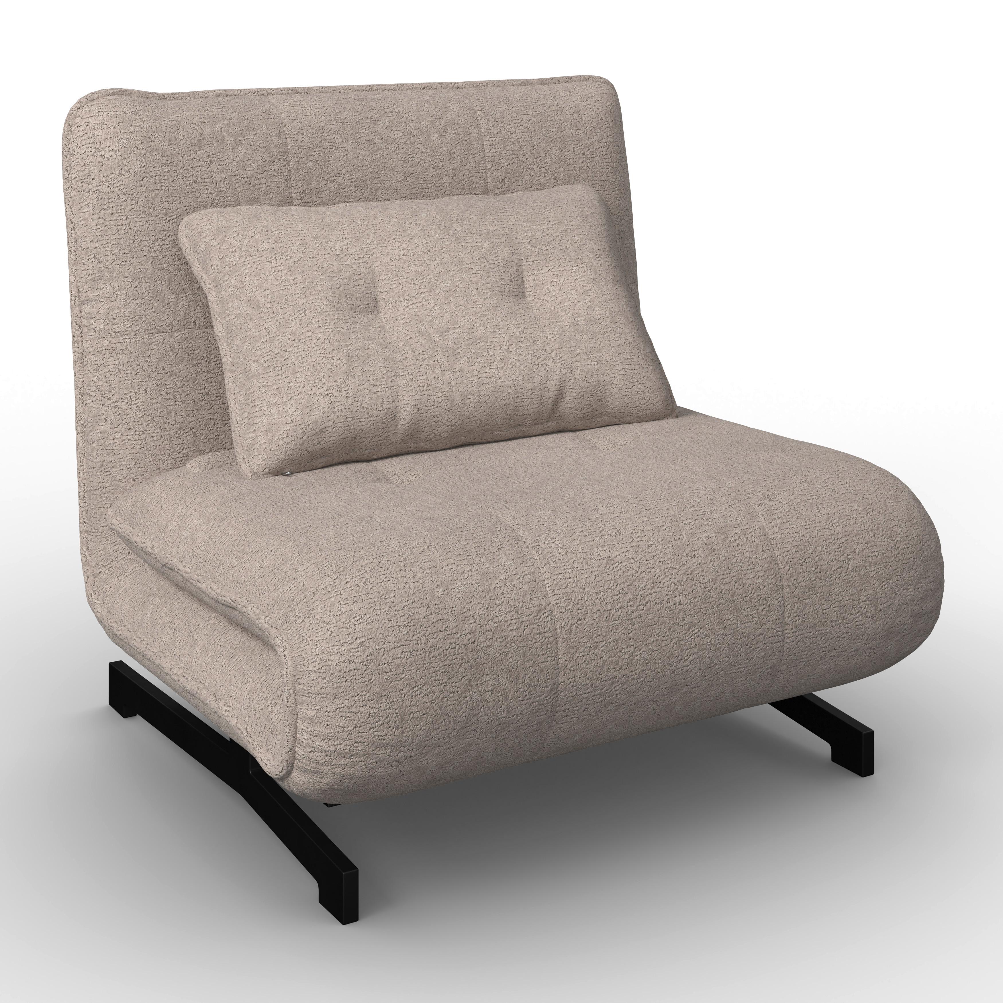 Schlafsessel Luna Bouclé Beige - Beige/Schwarz, MODERN, Textil/Metall (92/40/66cm) - Bessagi Home