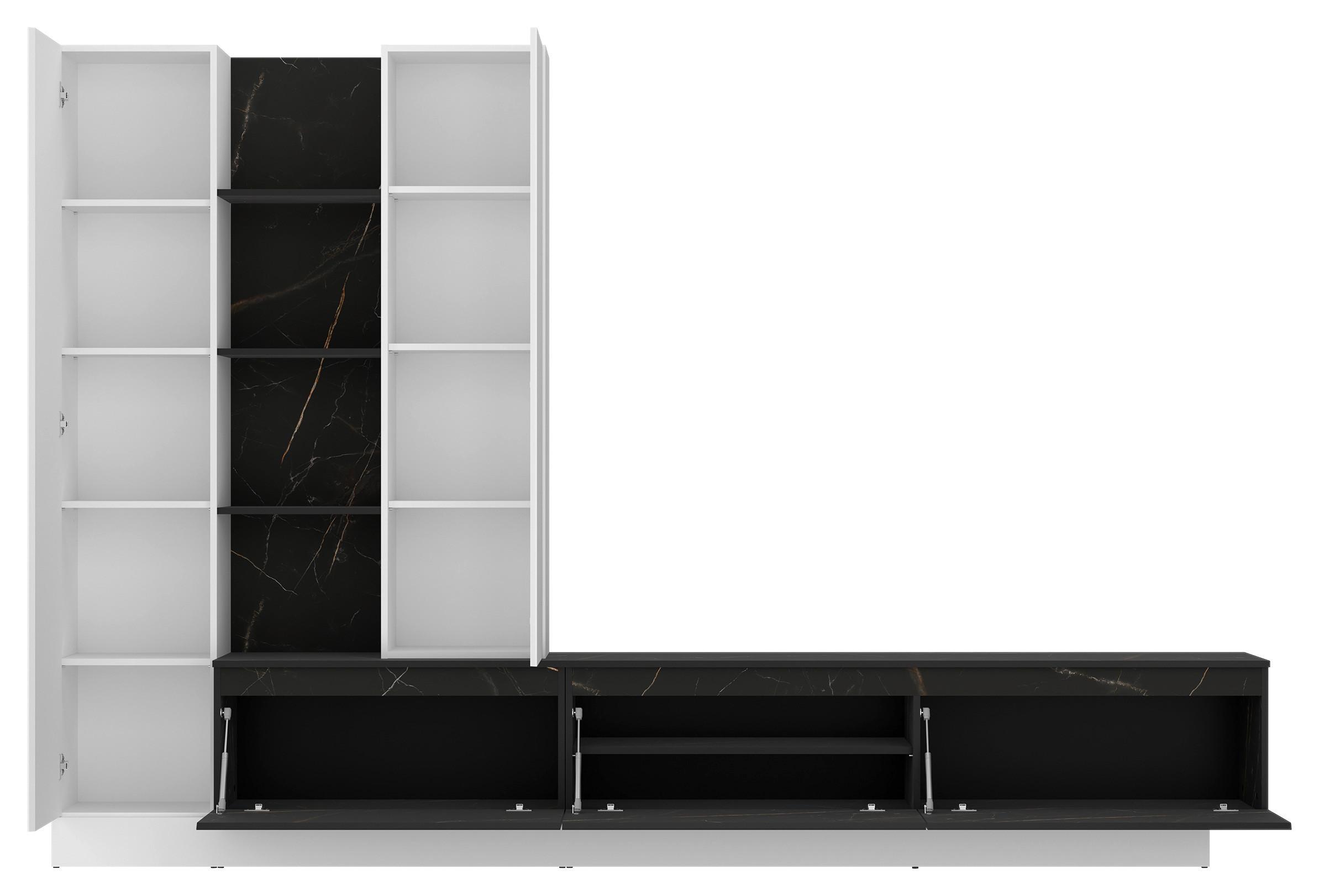 HYLLKOMBINATION MODESTO - vit/svart, Modern, trämaterial/plast (295/200,5/40cm) - Livetastic