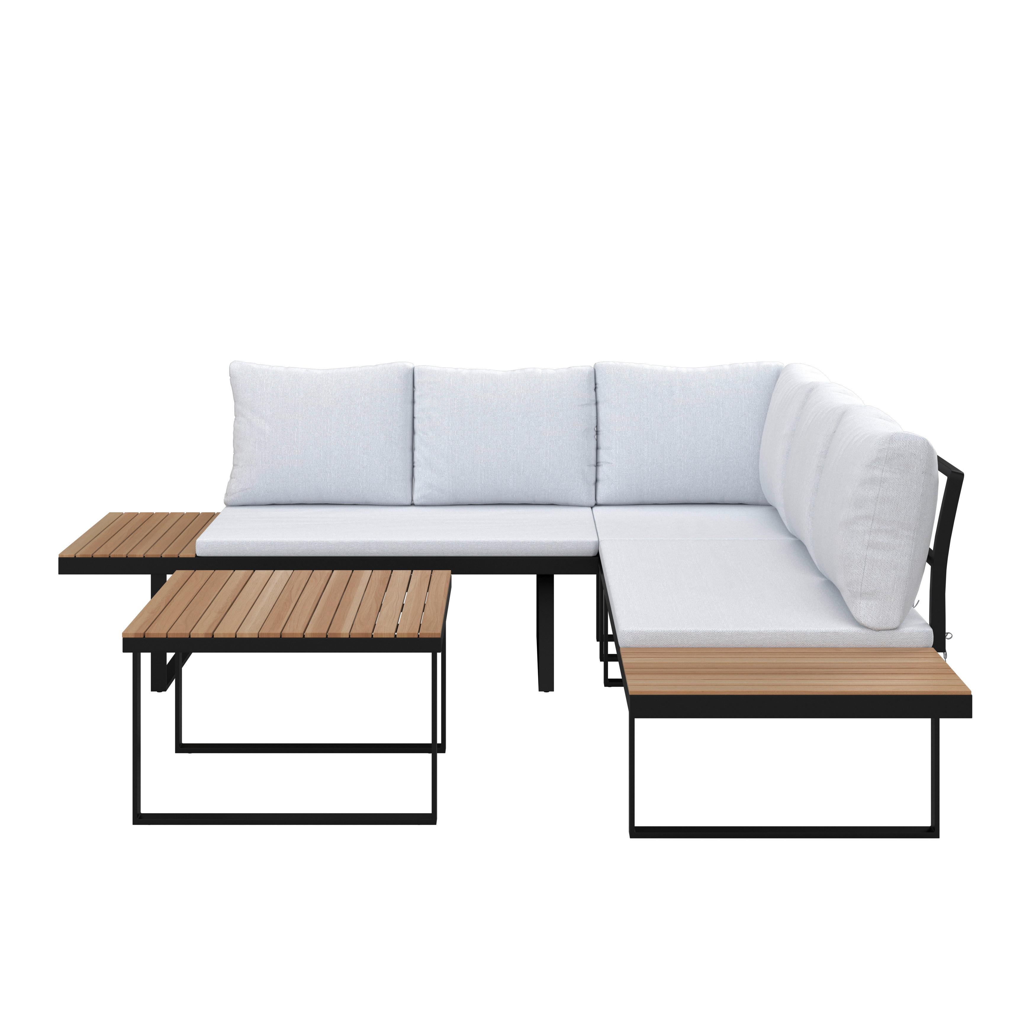 Kerti Garnitúra Elia - világosszürke/akácia színű, Modern, textil/fa (172,5/75/64cm) - Bessagi Garden