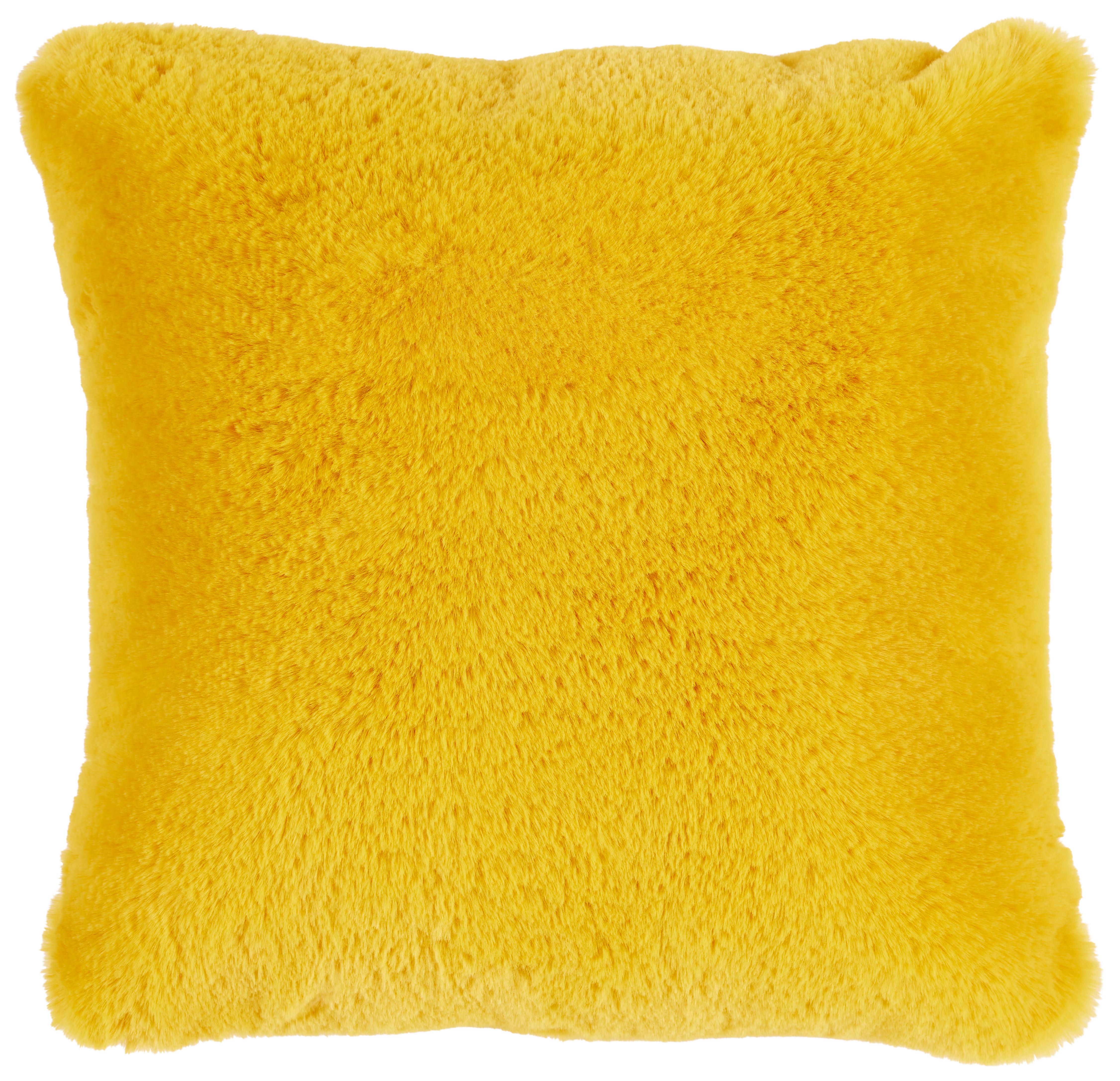 PODUSZKA FUTRZANA LIZ - żółty, Modern, tkanina (45/45cm) - Premium Living