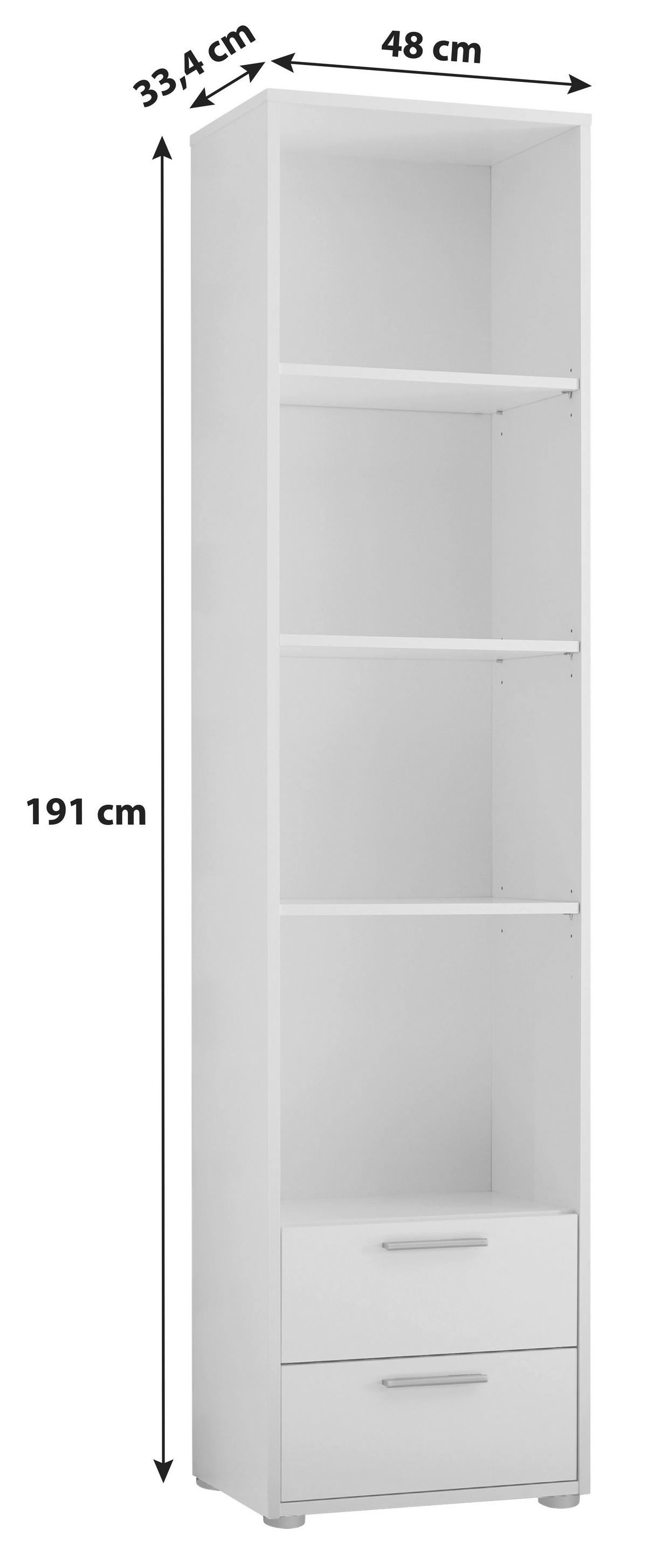 Stoječ Regal Bibo, Bela - srebrne barve/črna, Konvencionalno, umetna masa/leseni material (48/191/33,4cm) - MID.YOU