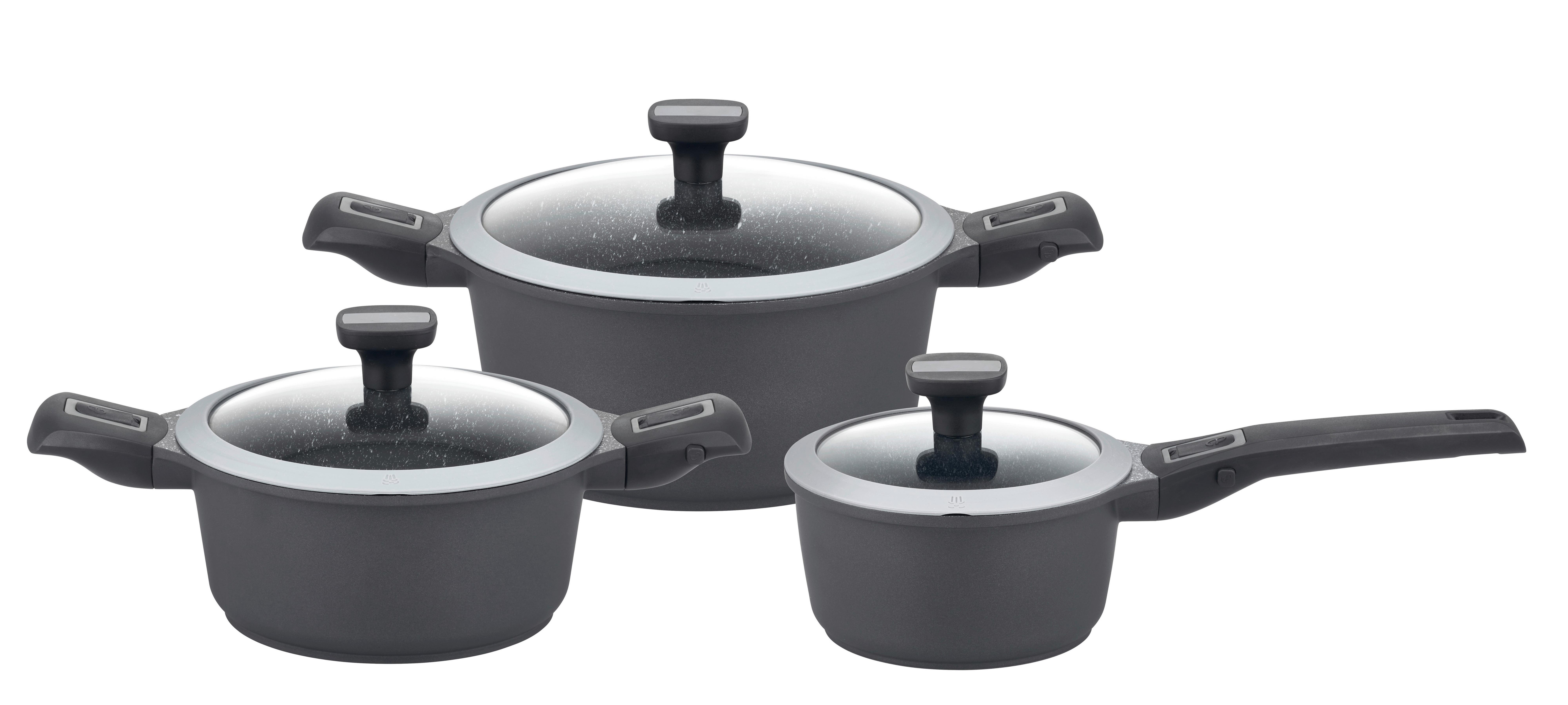 Kochtopfset Kit-Set Easy Click Schwarz, 3-teilig - Schwarz, Basics, Metall - GSW
