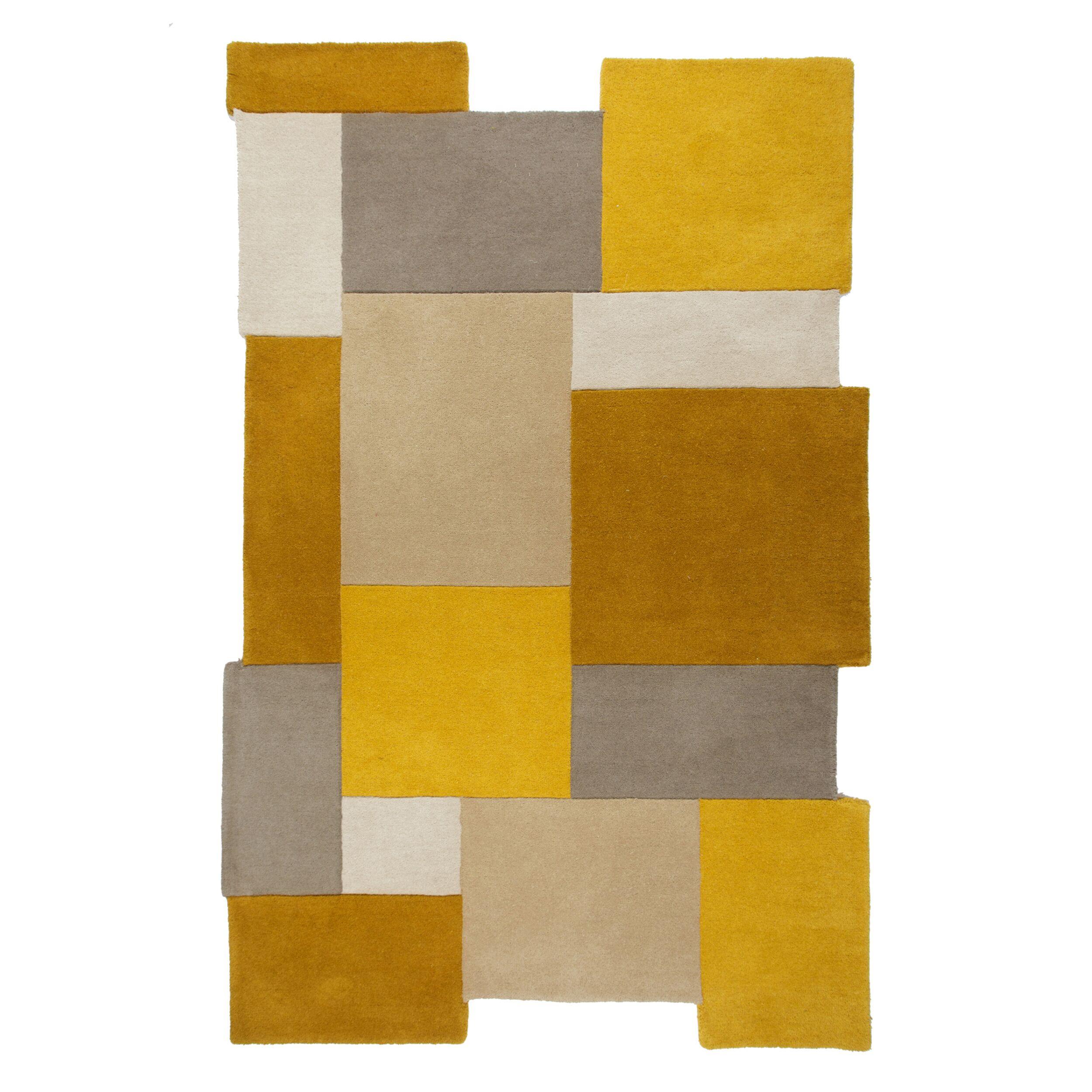 WOLLTEPPICH HALLEIN, geometrisch, Senfgelb, 150 x 240 cm - Gelb, Textil (150/240cm) - KADIMA DESIGN